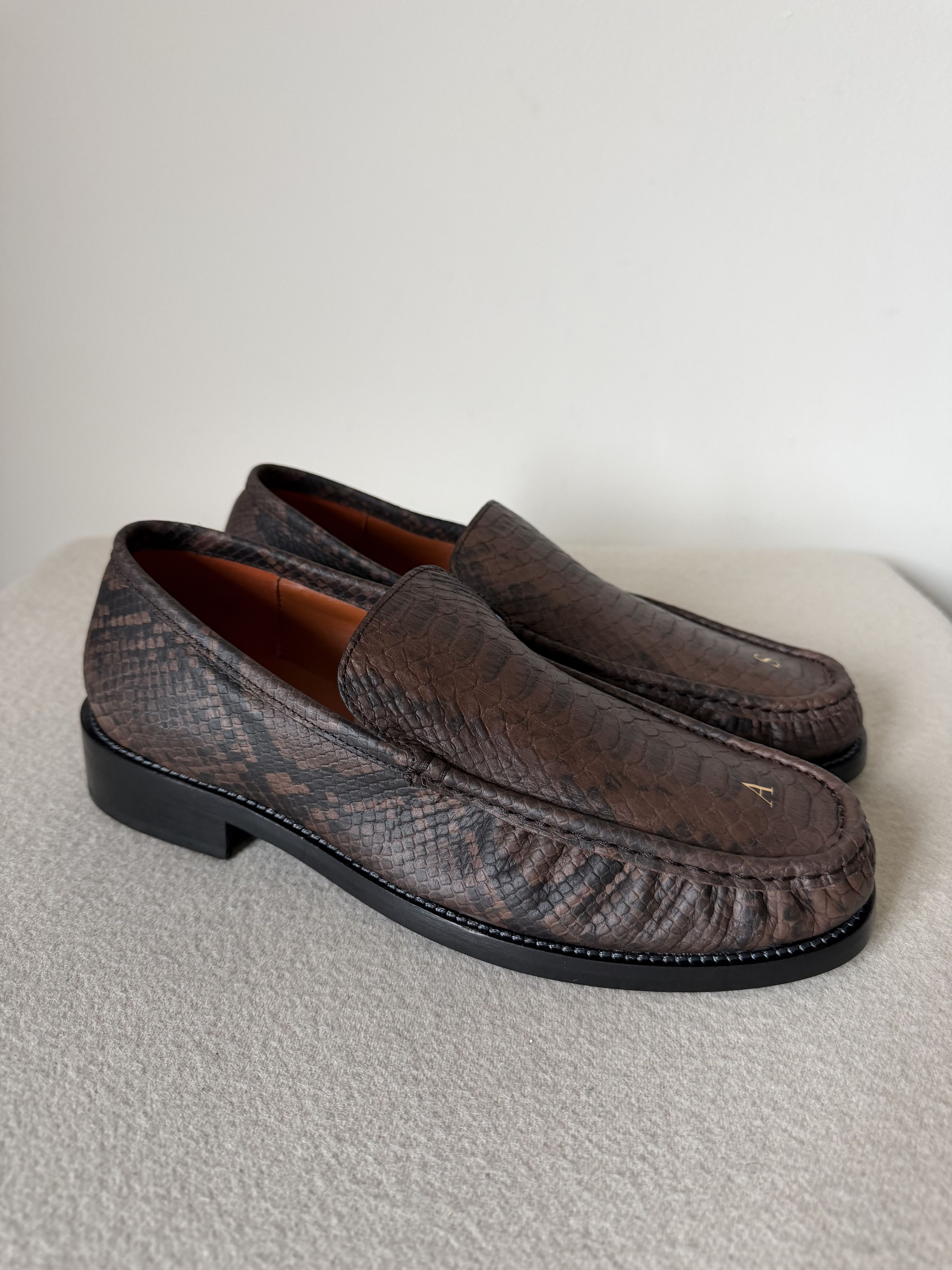 Acne Studios Acne Studios Light Hiss Embossed Snakeskin Loafers Size US 10 / EU 43 - 1 Thumbnail