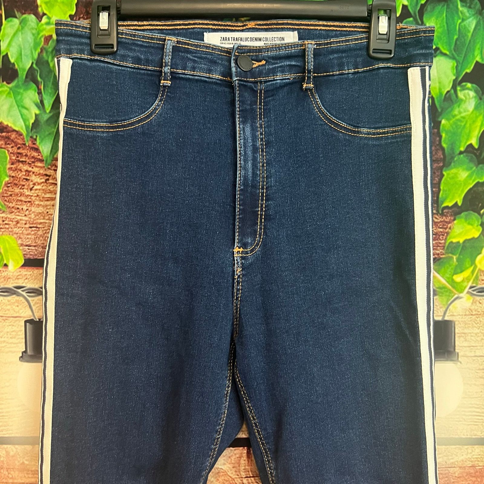 Zara Zara Trafaluc Striped High Rise Skinny Jeans 10 Blue Stretch Size 32" / US 10 / IT 46 - 5 Thumbnail