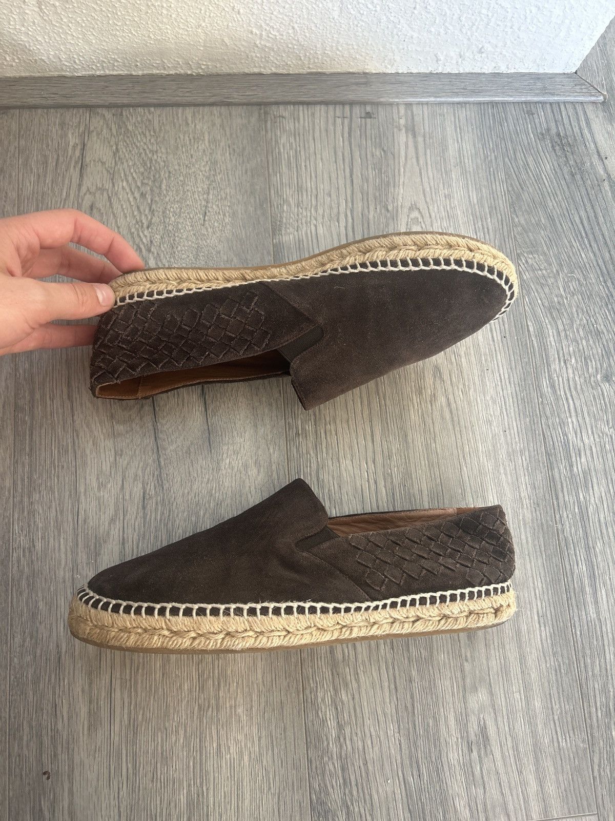 Bottega Veneta Bottega Veneta Suede Intrecciato Espadrilles - Brown Size US 7 / EU 40 - 1 Thumbnail