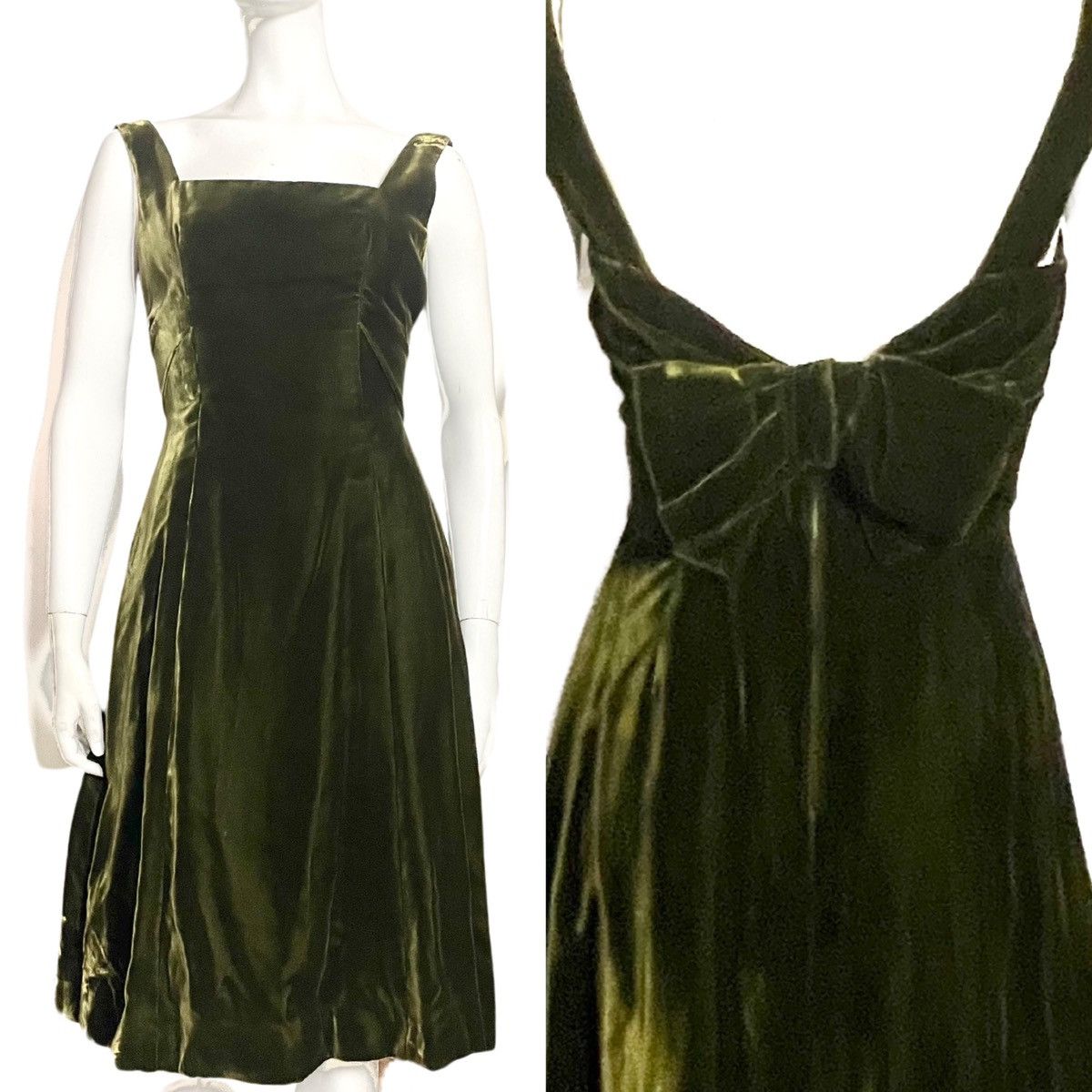 image of Harrods Jacques Heim 1960S Velvet Green Dress Vintage, Women's (Size XS)