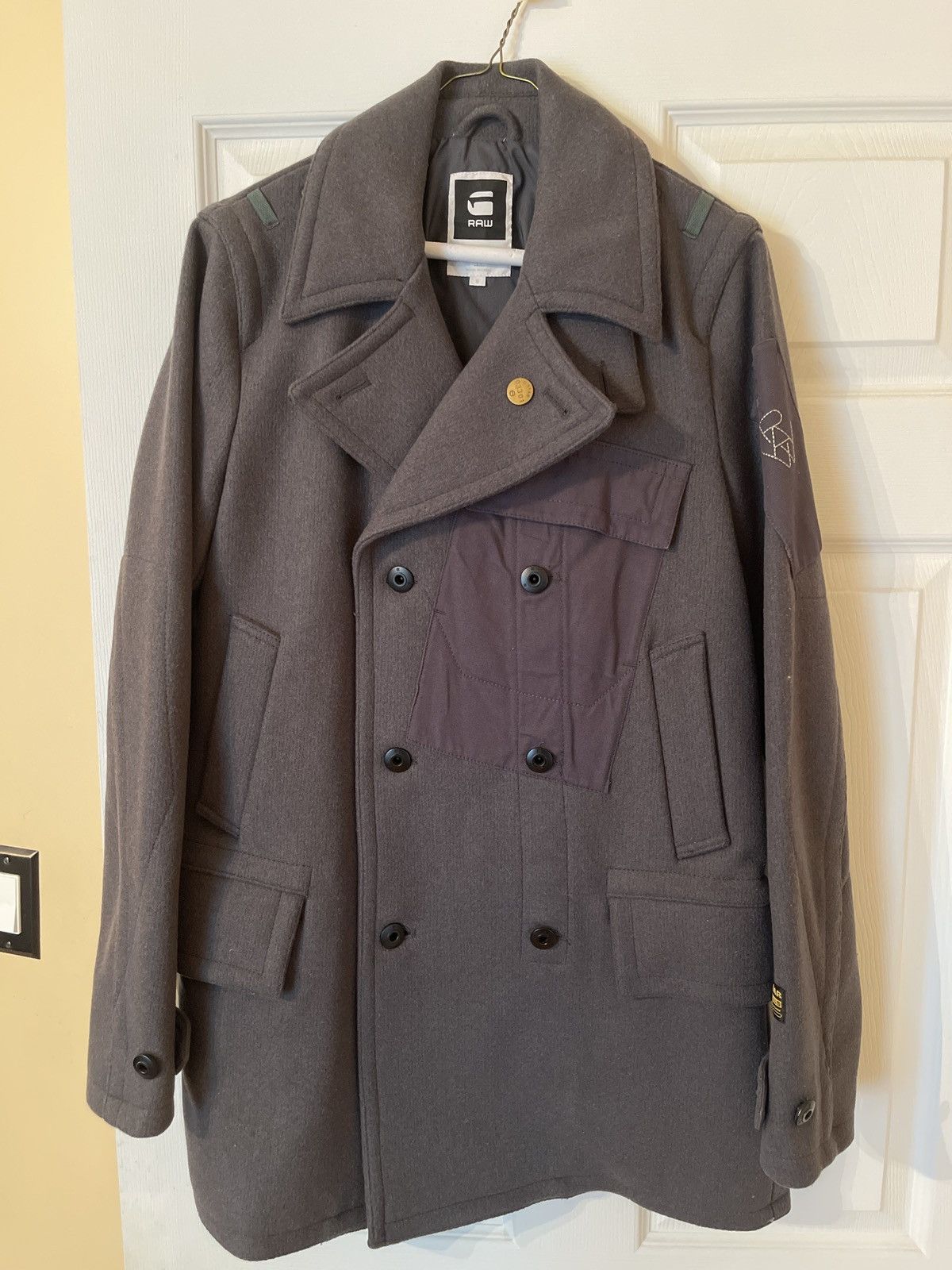 Image of G Star Raw G-Star Raw Fleet Carrier Wool Coat In Size Small in Grey, Men's