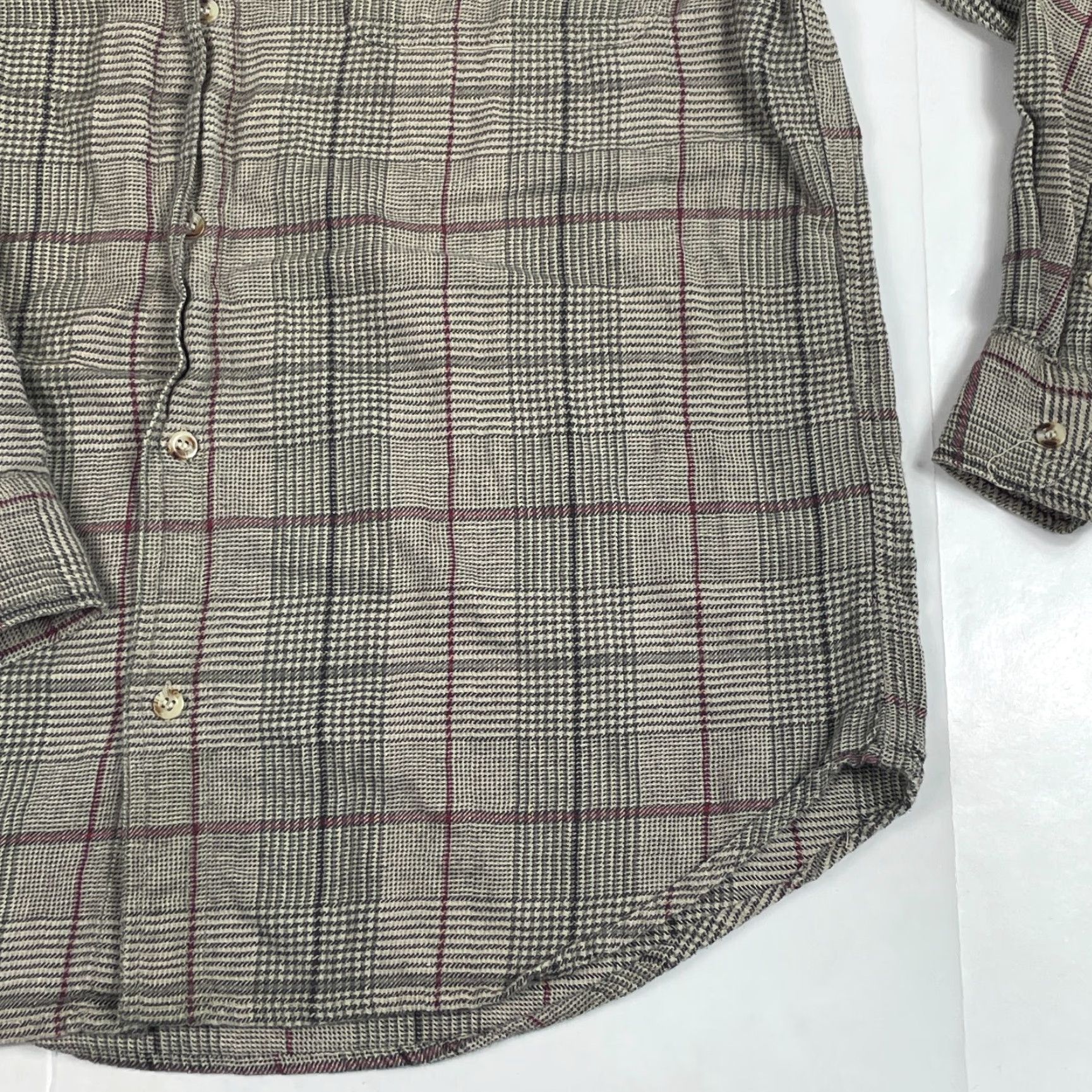 Vintage Bogari Shirt Mens Large Brown Glen Plaid Flannel Long Sleeve Button Up Size US L / EU 52-54 / 3 - 4 Thumbnail