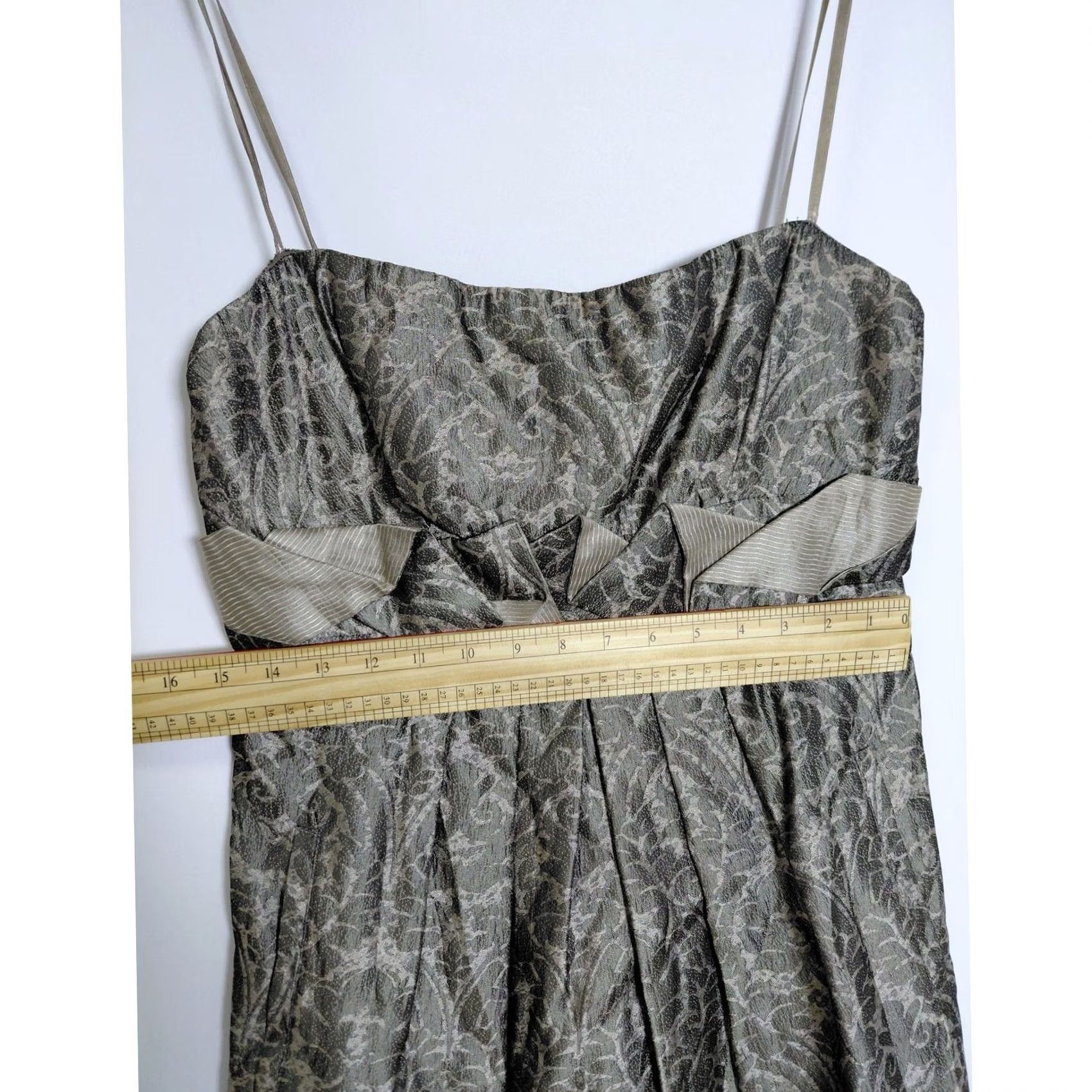 Bcbgmaxazria BCBGMAXAZRIA Silk Dress Gray Solid Sleeveless Knee Length Women 12 Size XL / US 12-14 / IT 48-50 - 7 Thumbnail