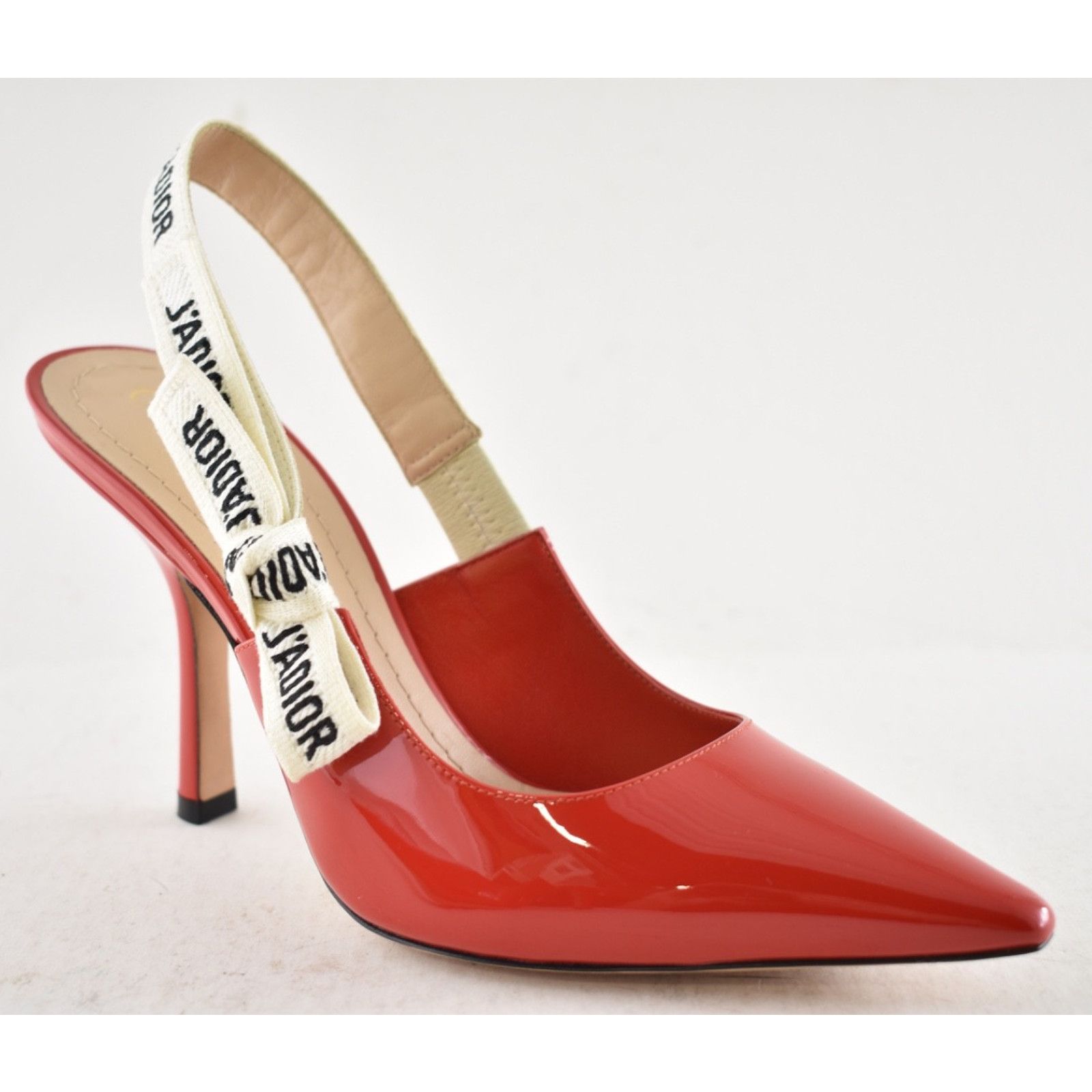 Dior Dior J'adior Red Patent White Black Ribbon Logo Slingback Size US 6 / IT 36 - 3 Thumbnail
