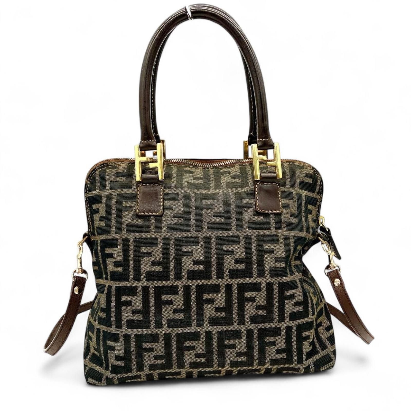 Fendi Fendi - Monogram Canvas Handbag Leather Handles Size ONE SIZE - 2 Thumbnail
