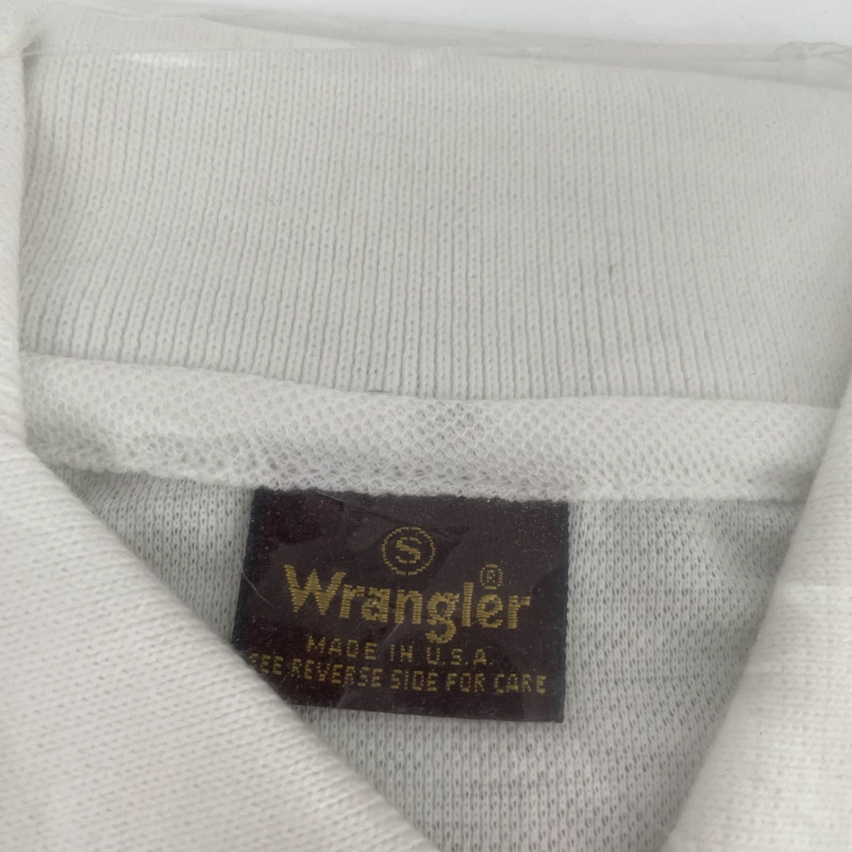 Wrangler VINTAGE Wrangler White Polo Shirt S Cotton 1970s White Polo Shirt, Cotton, Short Sleeve, Made in USA, 70s, Secretary/Geek Mens Size US S / EU 44-46 / 1 - 7 Thumbnail