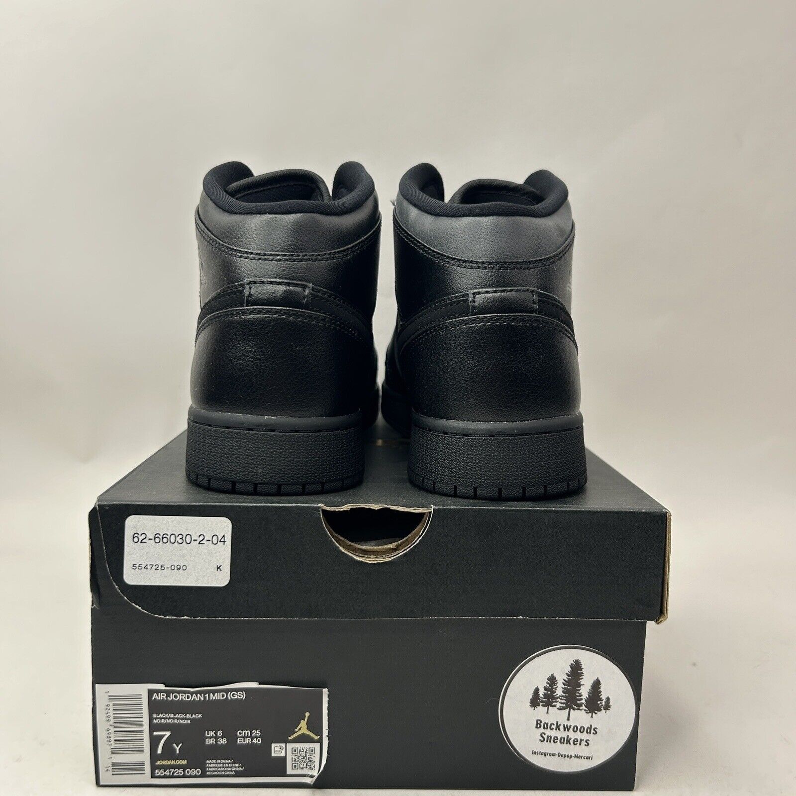 Jordan Brand Nike Air Jordan 1 Mid GS “Deep Black Nubuck Swoosh” 2023 Size US 8.5 / IT 38.5 - 4 Thumbnail