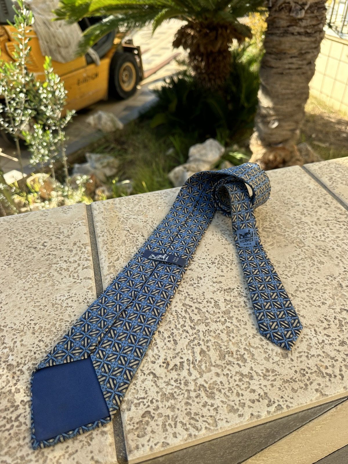 Hermes Hermès Silk Blue Tie Size ONE SIZE - 2 Thumbnail