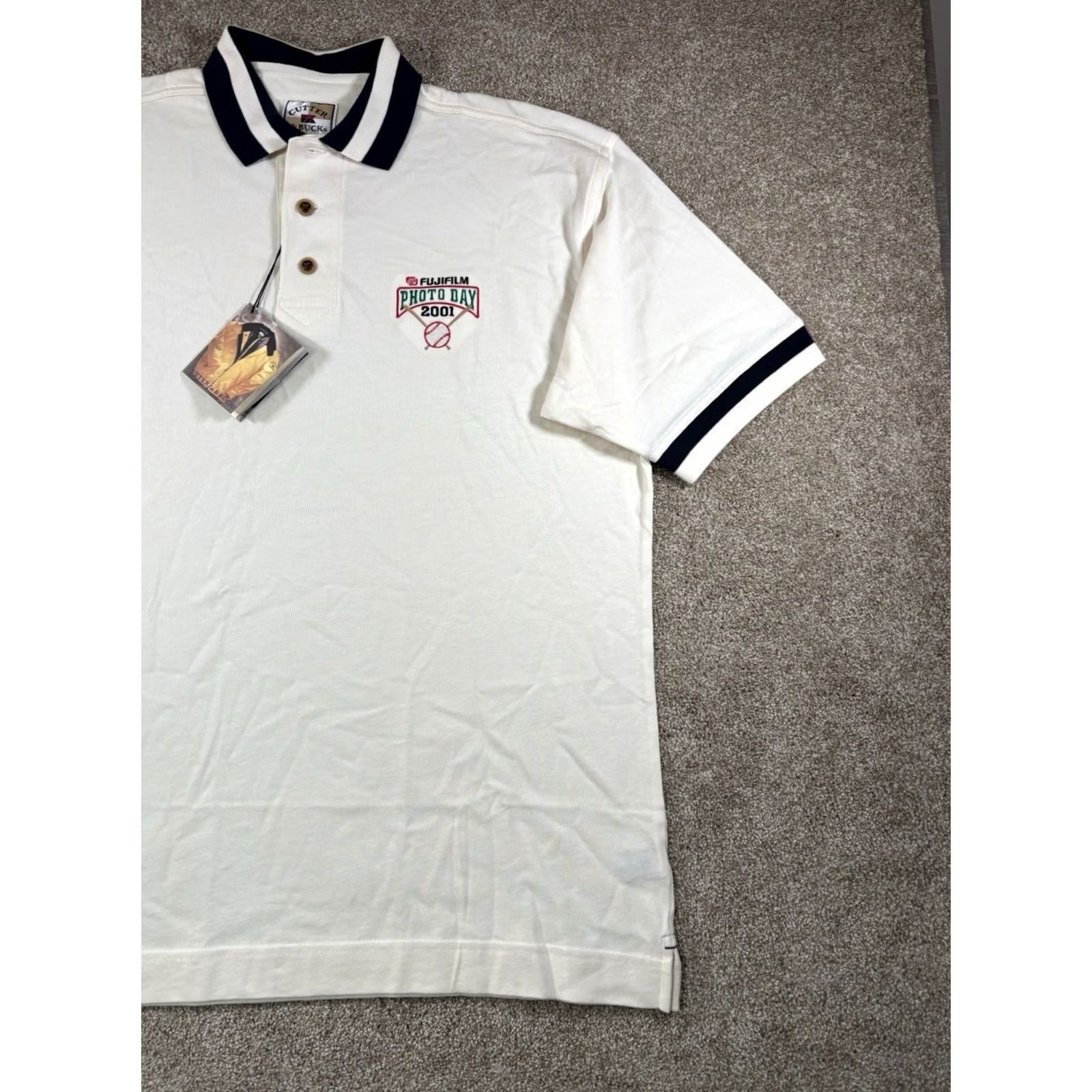 Cutter & Buck VINTAGE Cutter & Buck Golf Polo Shirt FujiFilm Photo Day 2001 • Men’s Size Large Mens Polo White Cotton Blended Fabric Embroidered Logo Size US L / EU 52-54 / 3 - 3 Thumbnail