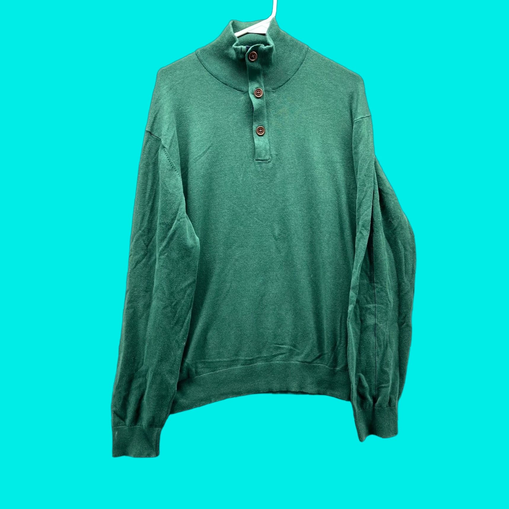 Vintage VINTAGE Jack Nicklaus Sweater Mens Large Green Pullover Fleece Cotton Quarter Chunky Knit Mock Neck Long Sleeve Button All Seasons Classic Size US L / EU 52-54 / 3 - 1 Thumbnail
