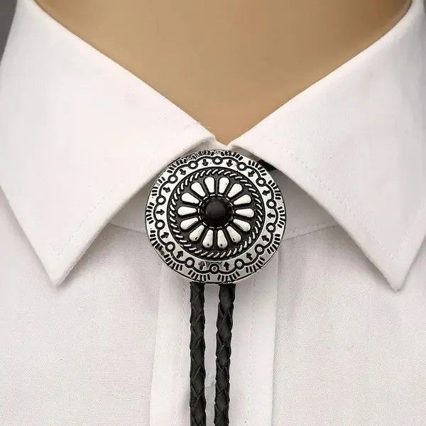 Cowboy Equipment Asaoka x nji Vintage Metal Flower Leather Rope Bolo Tie Size ONE SIZE - 1 Thumbnail