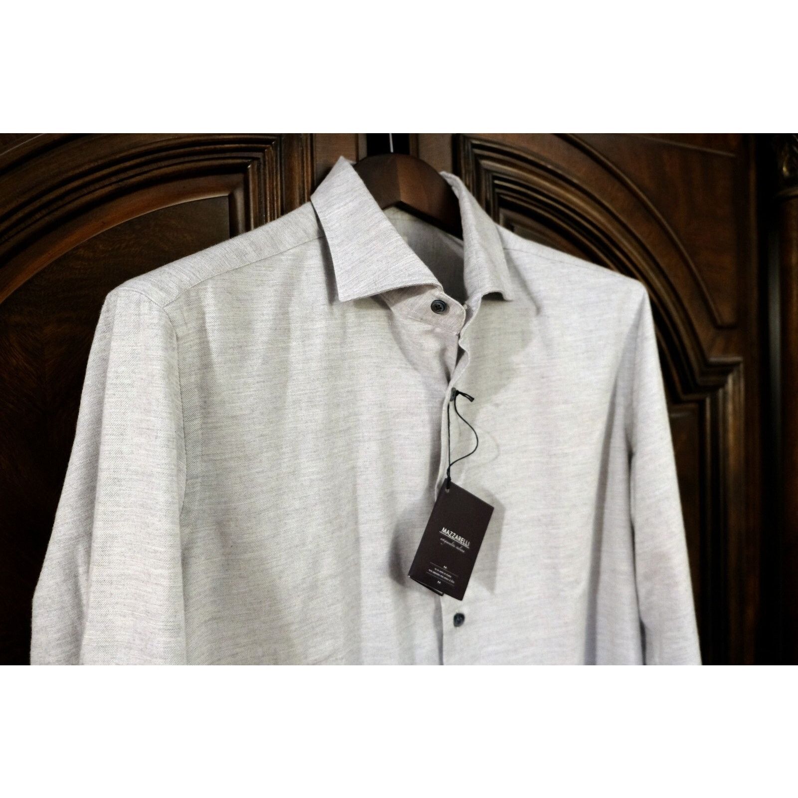Mazzarelli NWT MAZZARELLI LIGHT GRAY LIGHT FLANNEL SHIRT EU41/US16 Size US M / EU 48-50 / 2 - 10 Thumbnail