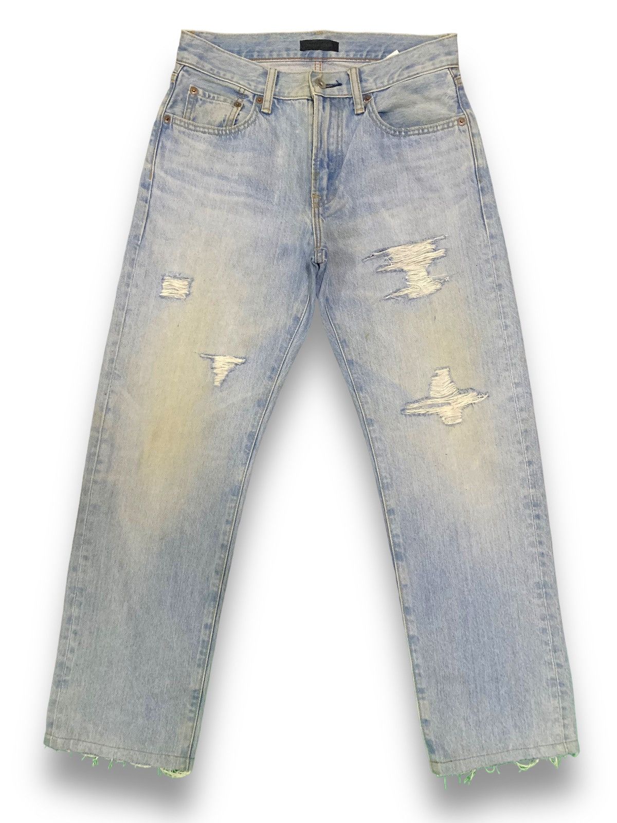 Uniqlo Vintage Y2K Uniqlo Mud Wash Straight Fit Distressed Jeans Size US 29 - 1 Thumbnail