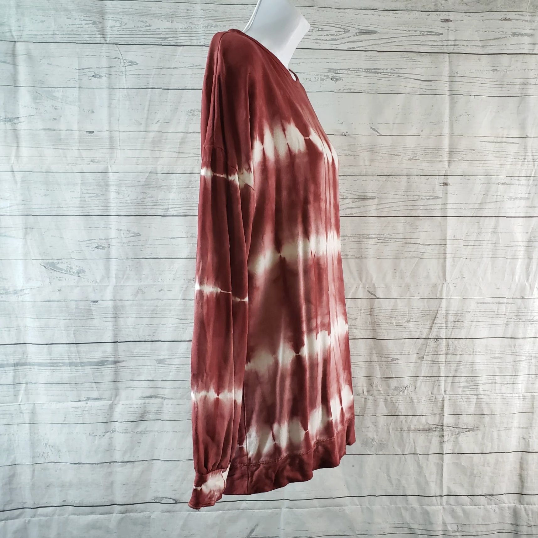 Vintage Knox Rose Womens Pullover Top Blouse Tie Dye Red White Long Sleeve Sz Medium Size M / US 6-8 / IT 42-44 - 3 Thumbnail
