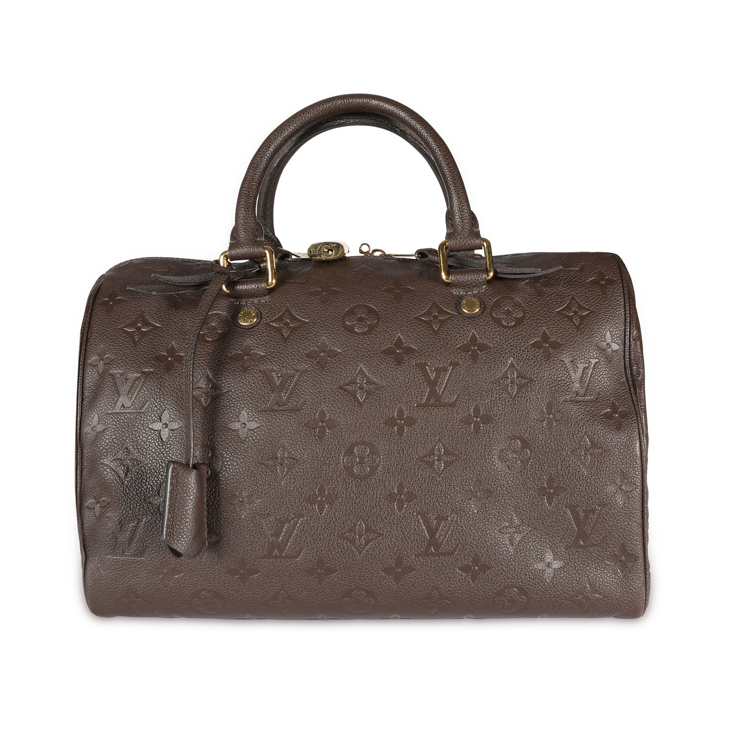 image of Louis Vuitton Terre Monogram Empreinte Leather Speedy 30 in Black, Women's