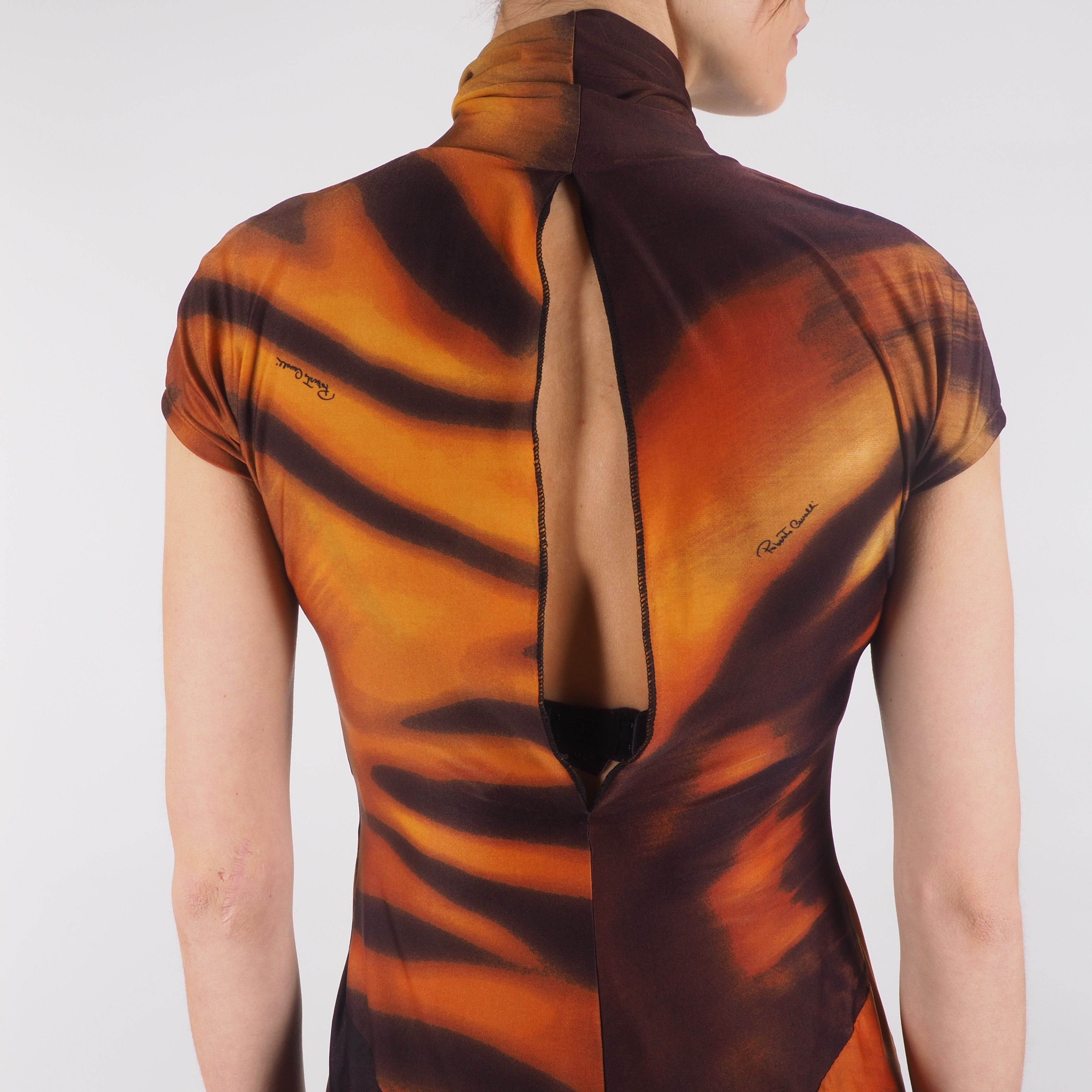 Roberto Cavalli Roberto Cavalli Vintage Tiger Print Turtleneck Midi Dress Size M / US 6-8 / IT 42-44 - 9 Thumbnail