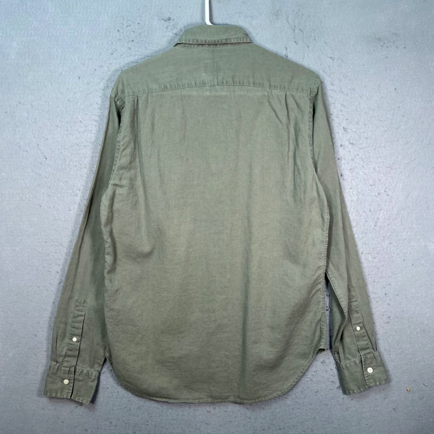 Club Monaco Club Monaco Mens Size Medium Slim Fit Linen Olive Green Button-Up Shirt Size US M / EU 48-50 / 2 - 2 Thumbnail
