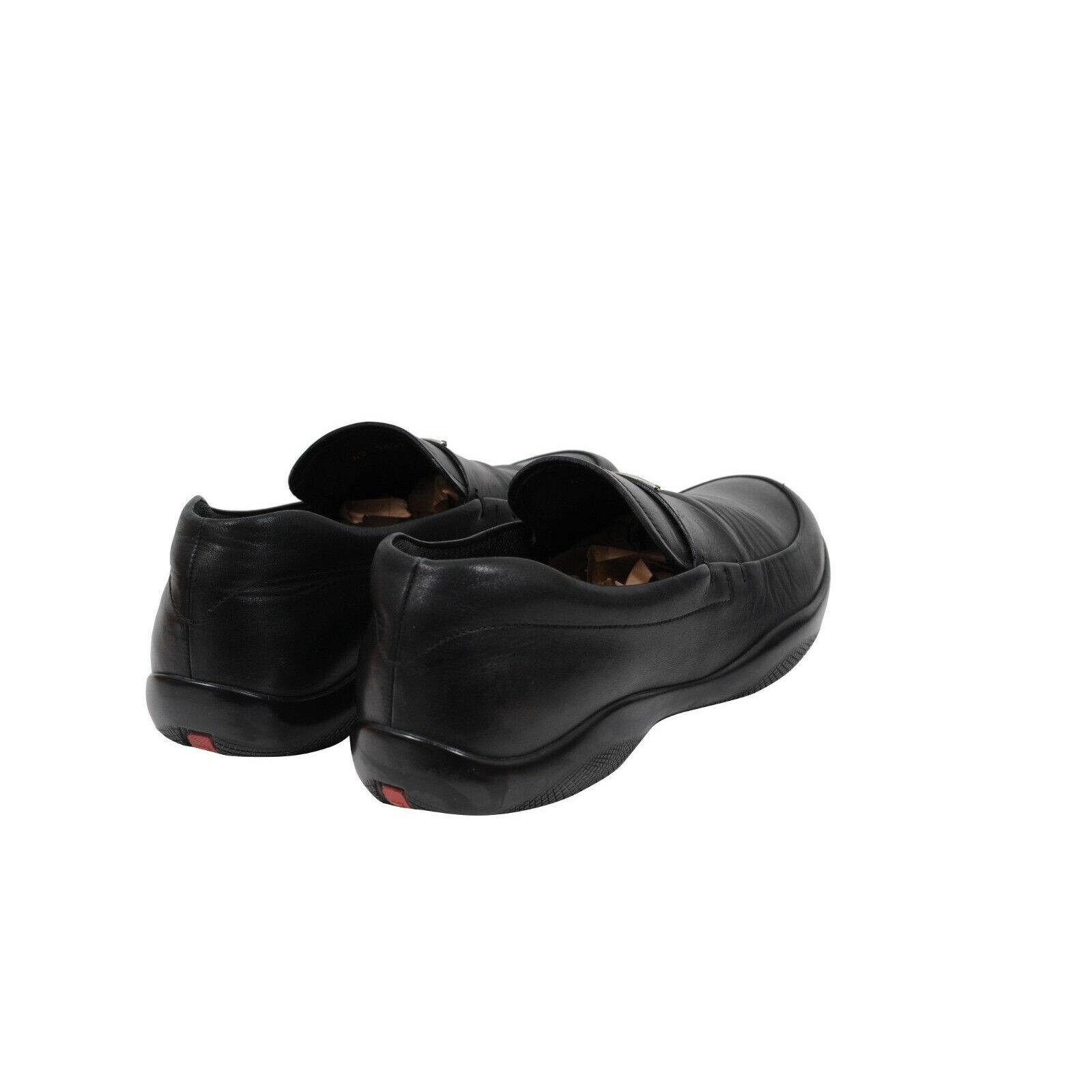 Prada Logo Plaque Loafers Black Leather Moccasin - 01900 Size US 7 / EU 40 - 7 Thumbnail