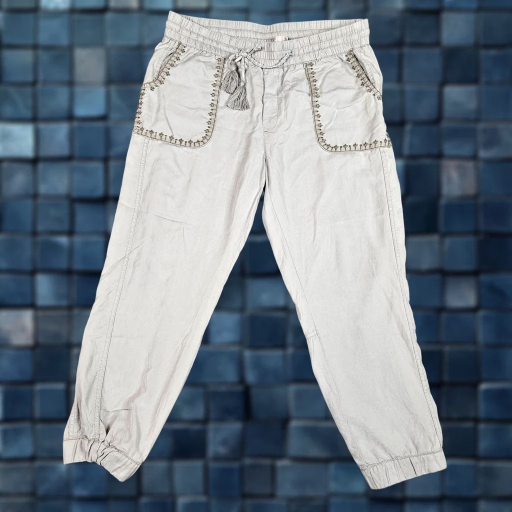 Vintage Hei Hei Women's Pants Jogger Tapered Pockets Studded Light Gray L Regular Inseam 24.5 in Size L Gray Mens Womens Girls Boys Size 36" / US 14 / IT 50 - 1 Thumbnail