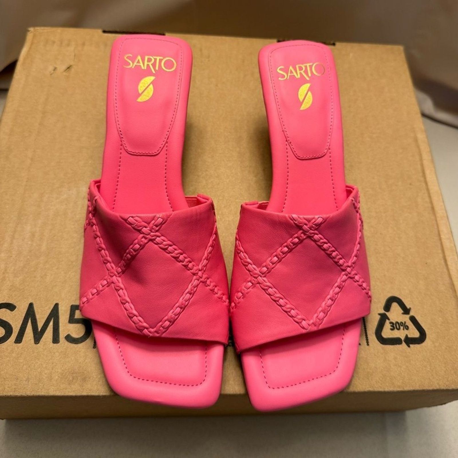Franco Sarto Franco Sarto Barbiecore Pink square toe quilted leather 8 Size US 8 / IT 38 - 1 Thumbnail