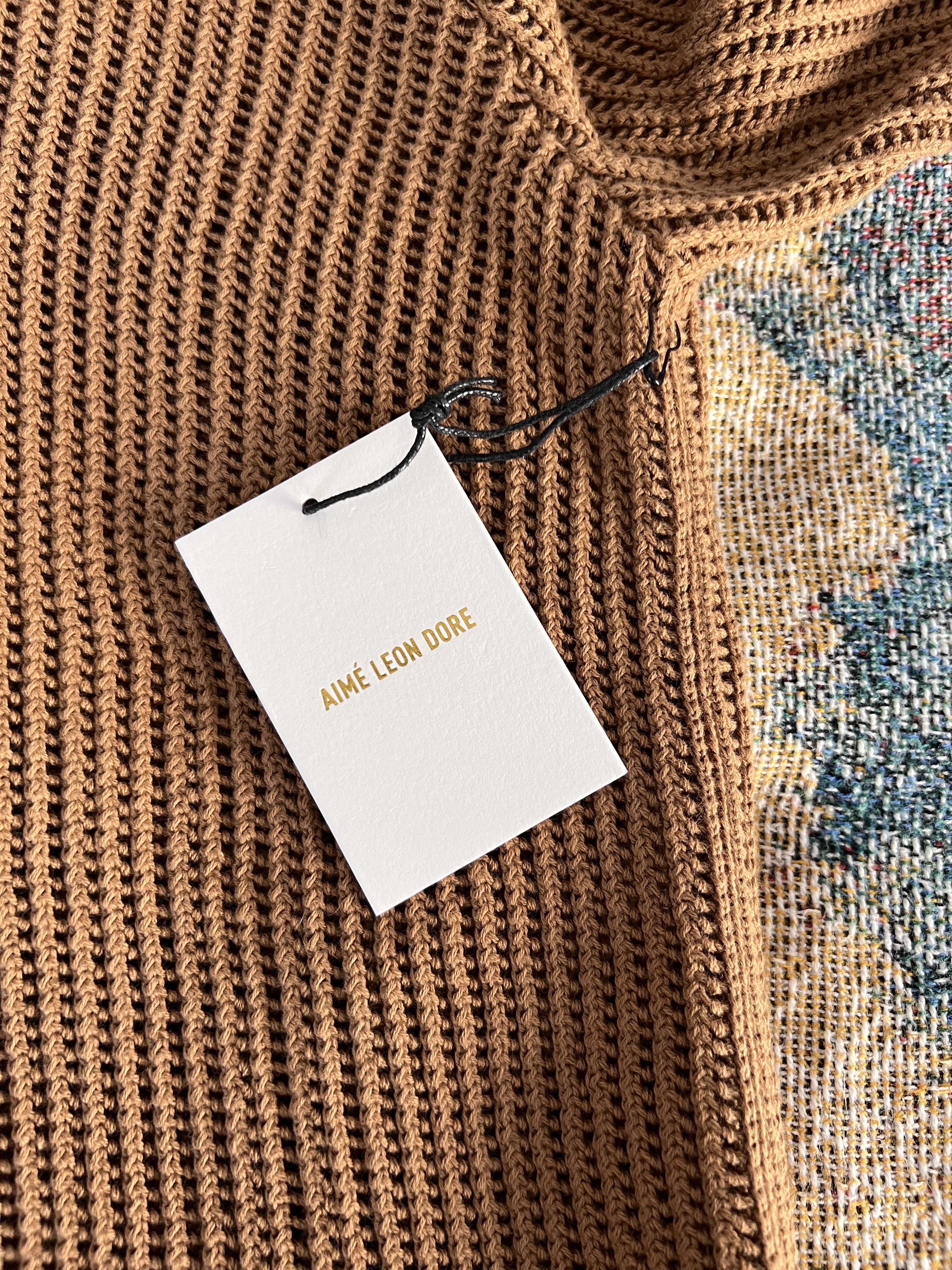 Aime Leon Dore Aime Leon Dore Long Sleeve Mesh Knit Polo in Camel Brown Size US S / EU 44-46 / 1 - 8 Thumbnail