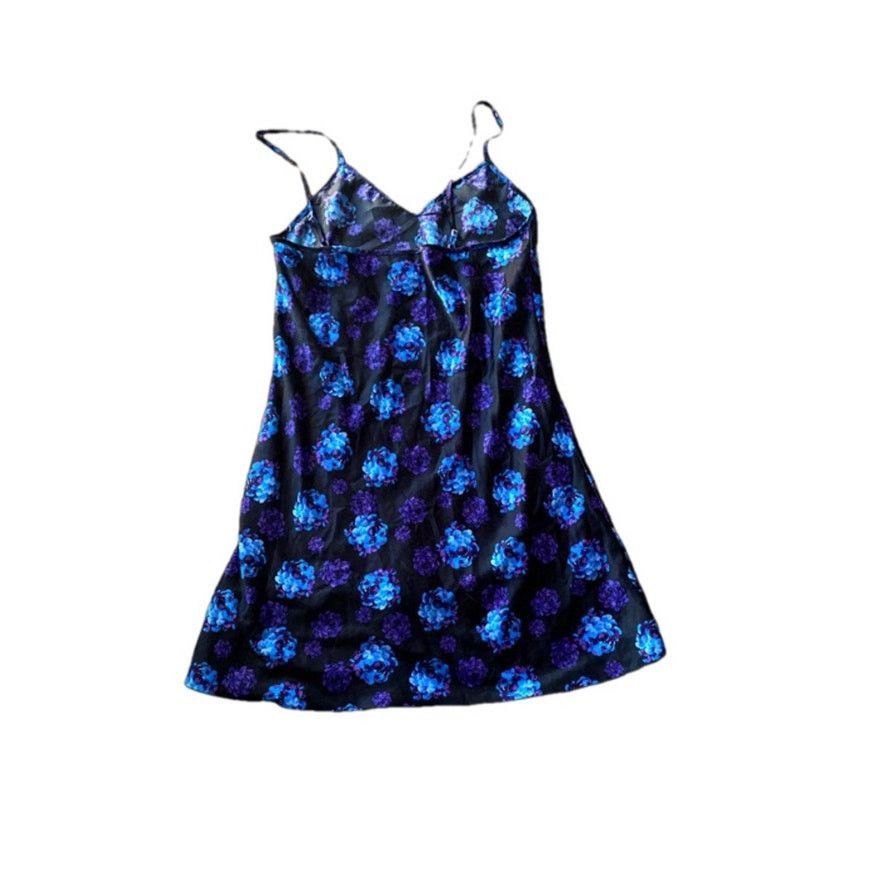 Other Bay6 Black Floral Slip Dress Purple Blue Satin Look Size M Size M / US 6-8 / IT 42-44 - 5 Thumbnail