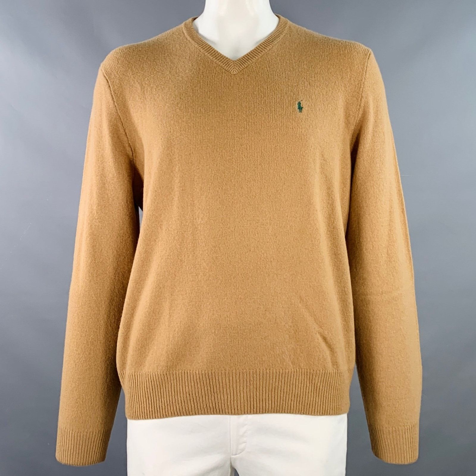 Polo Ralph Lauren POLO by RALPH LAUREN Size XL Tan Wool Knit V-Neck Sweater Size US XL / EU 56 / 4 - 1 Thumbnail