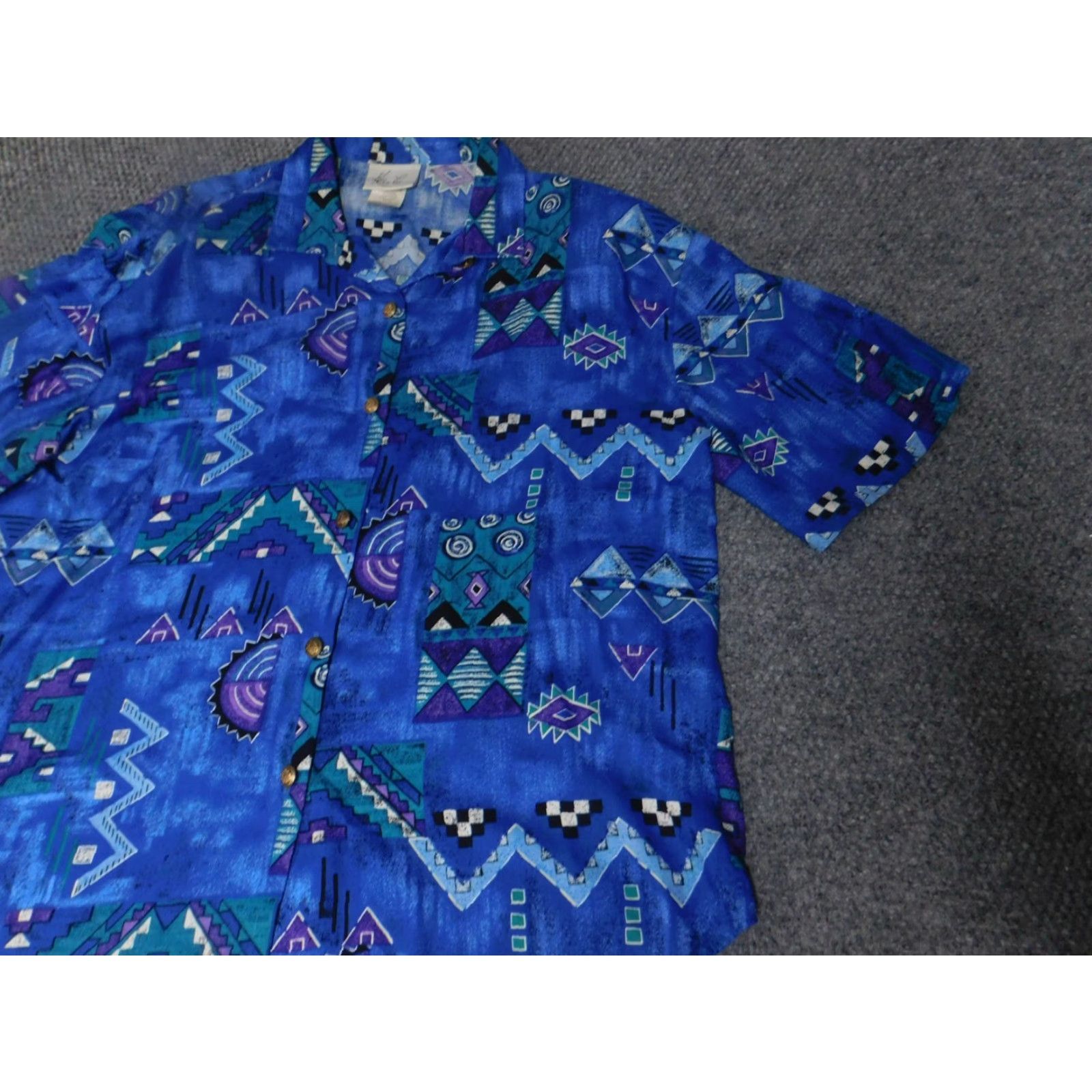 Lee Kathie Lee Womens Blouse 16 Blue Button Doen Size XXL / US 16-18 / IT 52-54 - 3 Thumbnail