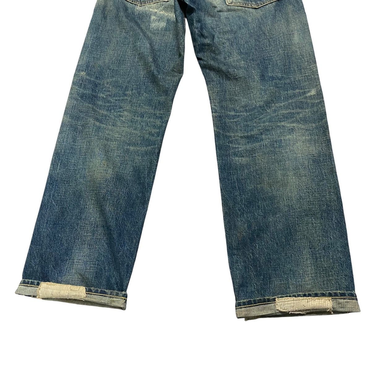 Freewheelers CALEE SUPPLY Denim Selvedge Jeans Dirty Blue Repaired Size US 32 / EU 48 - 13 Thumbnail