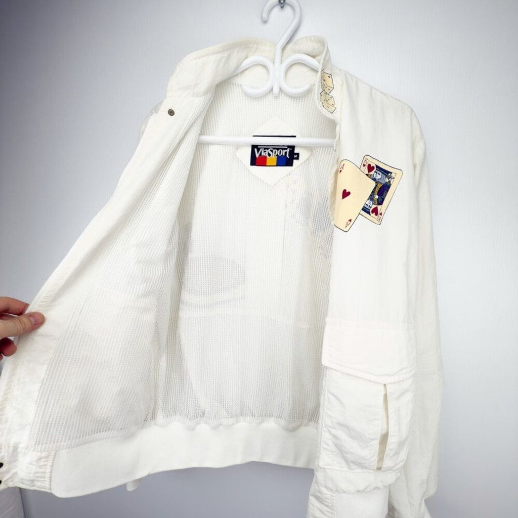 Vintage HARTWELL 90's VTG Bomber Gambling White Jacket Size Medium Size US M / EU 48-50 / 2 - 15 Thumbnail
