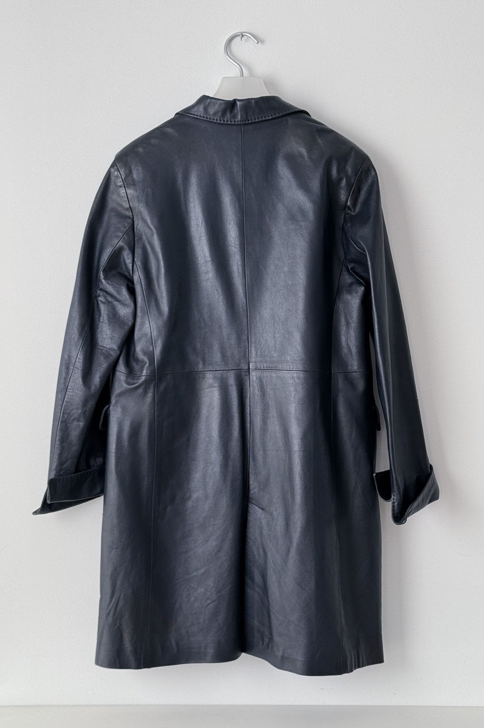 Vintage Vintage Italian Leather Trench Overcoat Dark Grey 48 Size XL / US 12-14 / IT 48-50 - 4 Thumbnail