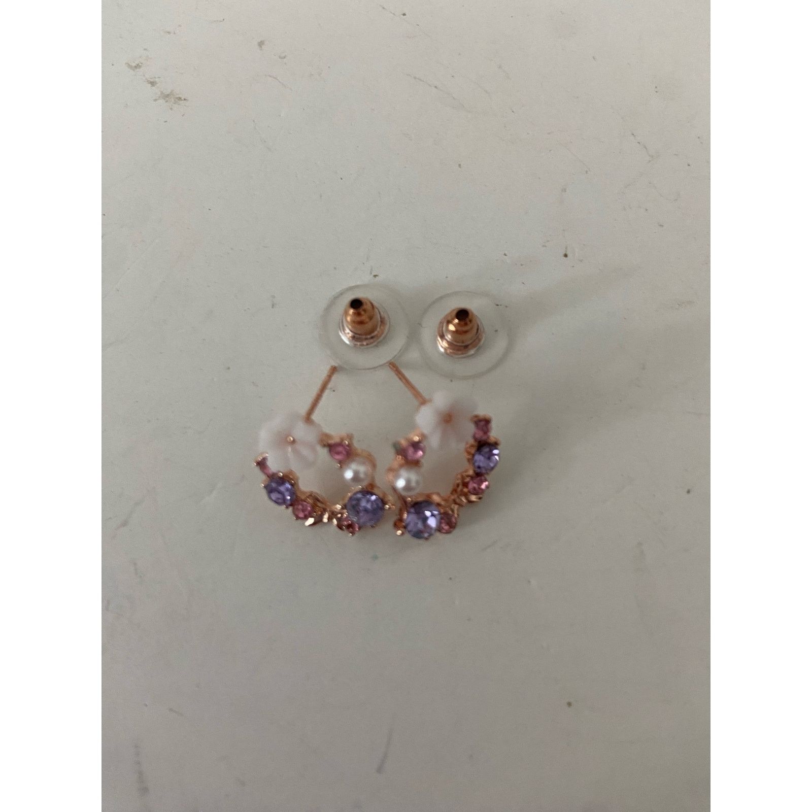 Handmade Floral rhinestone earrings Size ONE SIZE - 4 Thumbnail