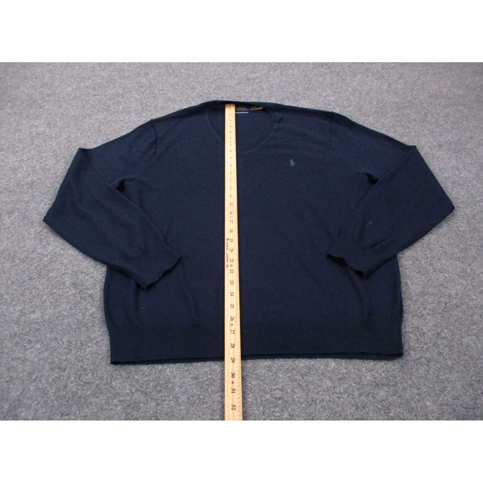 Polo Ralph Lauren Polo Ralph Lauren Sweater Men XL Navy Blue Merino Wool Knit Pullover V-Neck Logo Casual Golf Size US XL / EU 56 / 4 - 3 Thumbnail