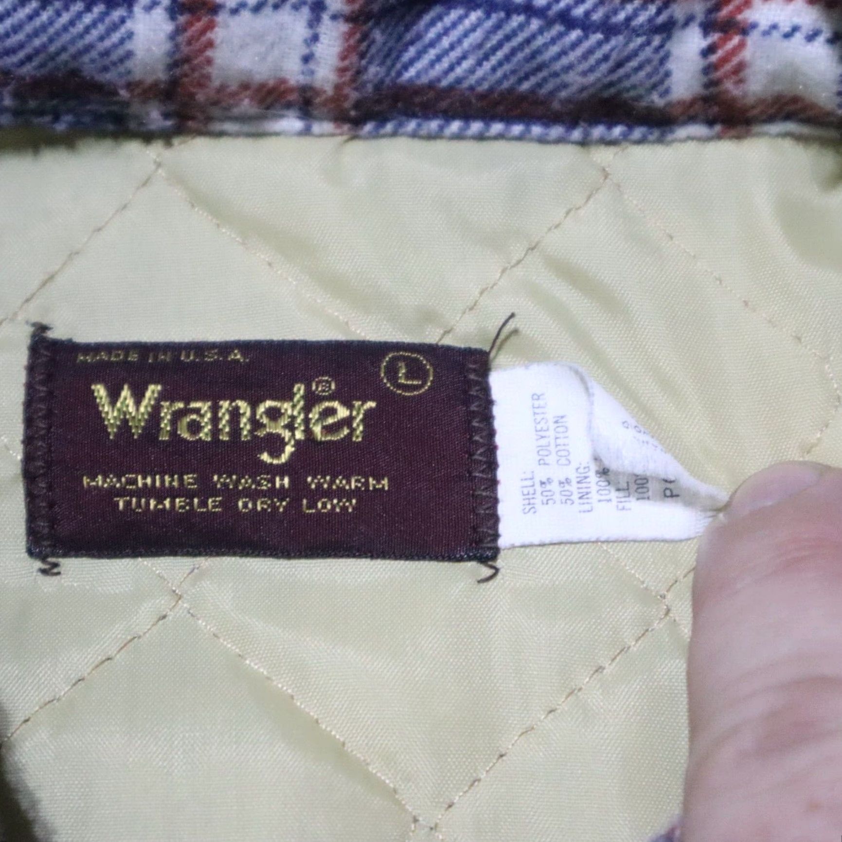 Wrangler VINTAGE Wrangler Coat Shirt Mens Large Blue Plaid Insulated Snap Button 46 Chest Fall Winter Fashion Workwear Size US L / EU 52-54 / 3 - 3 Thumbnail