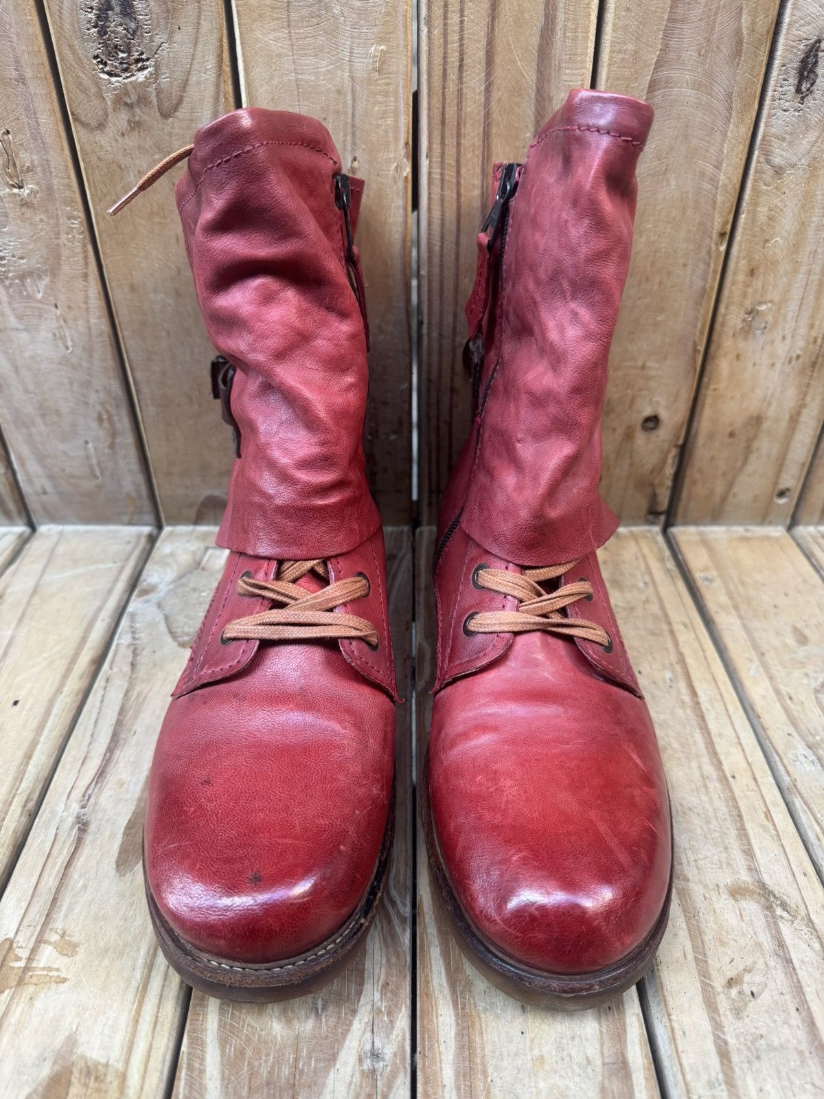 A.S.98 A.s 98 Red boho Women’s leather boots EUR 40 USA 9-9.5 UK 7 Size US 10 / IT 40 - 2 Thumbnail