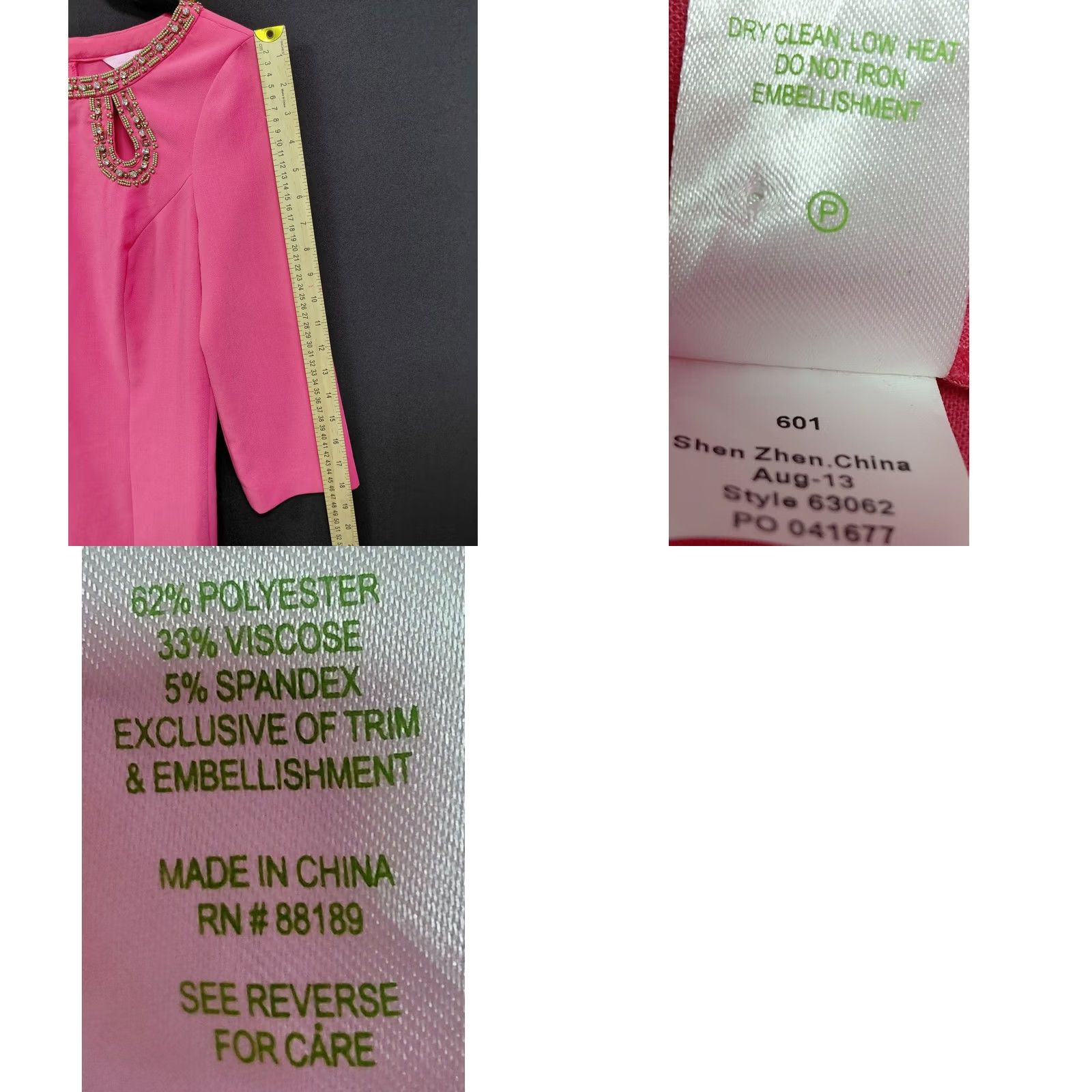 Lilly Pulitzer Lilly Pulitzer Pink Dress Embellished Solid 3/4 Sleeve Knee Length Women Size 6 Size M / US 6-8 / IT 42-44 - 8 Thumbnail
