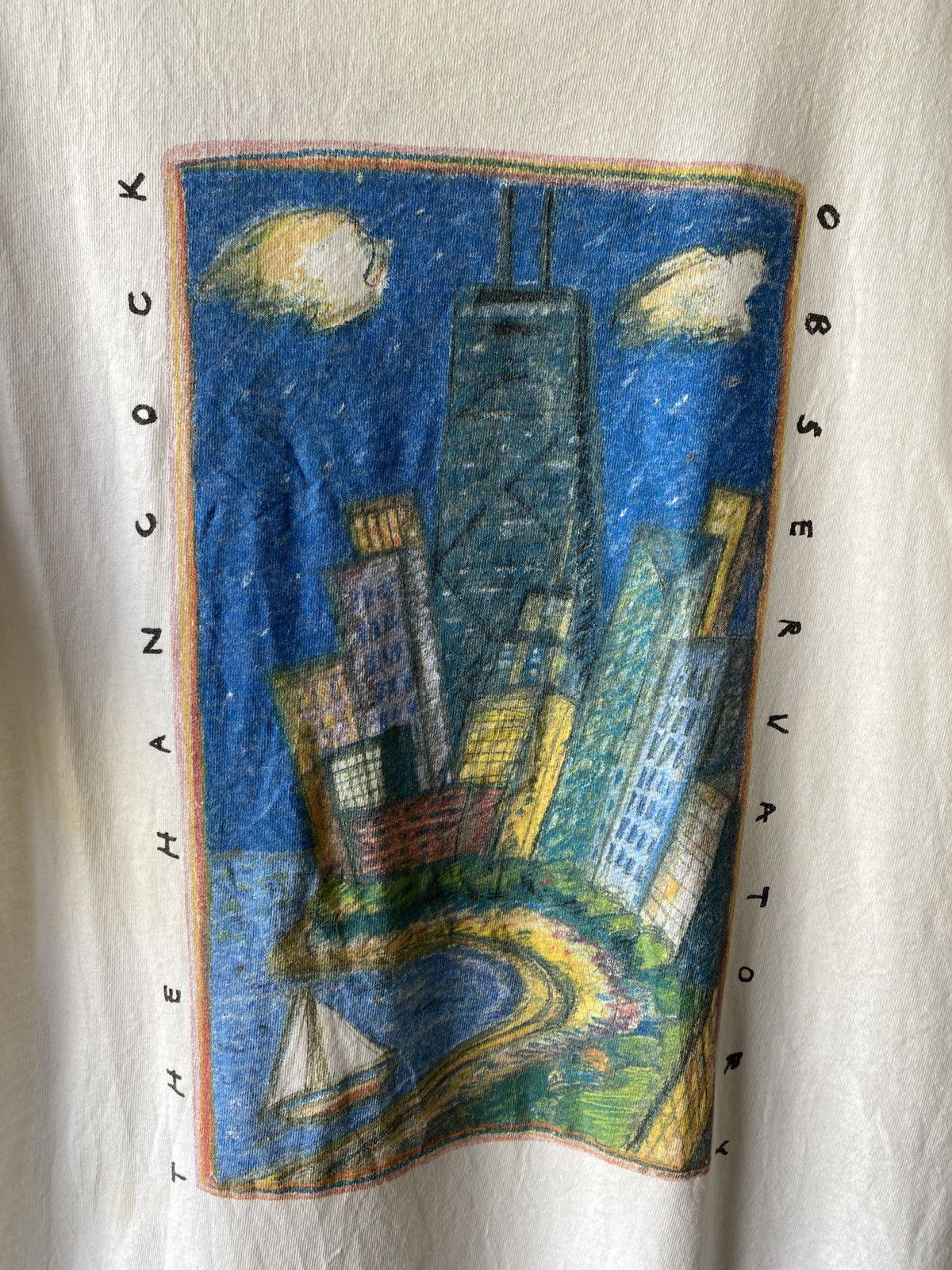 Art Comes First × Vintage 1990s - The Hancock Observatory Art T Shirt Size US L / EU 52-54 / 3 - 5 Thumbnail