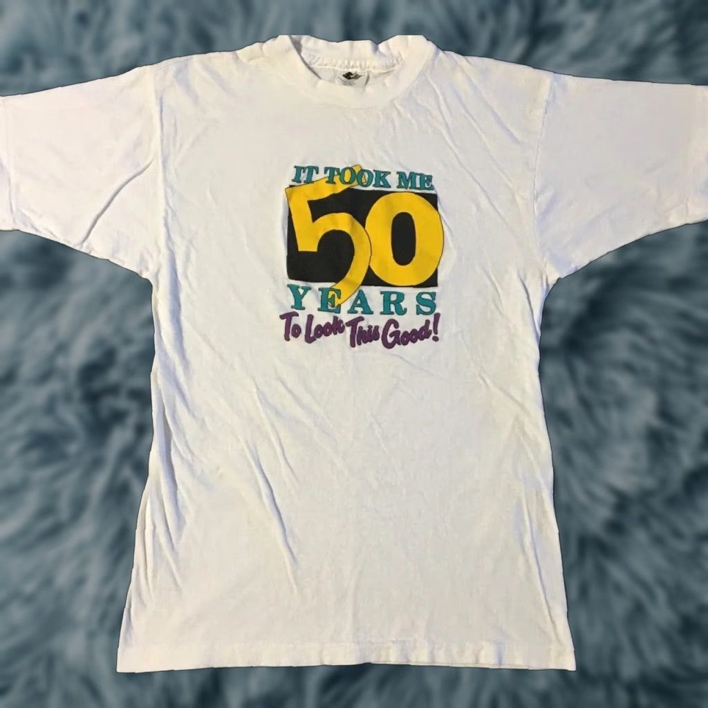 Vintage VINTAGE 90s It Took 50 Years To Look This Good Shirt L White Funny Saying Grunge Graphic Tee Mens Size US L / EU 52-54 / 3 - 1 Thumbnail