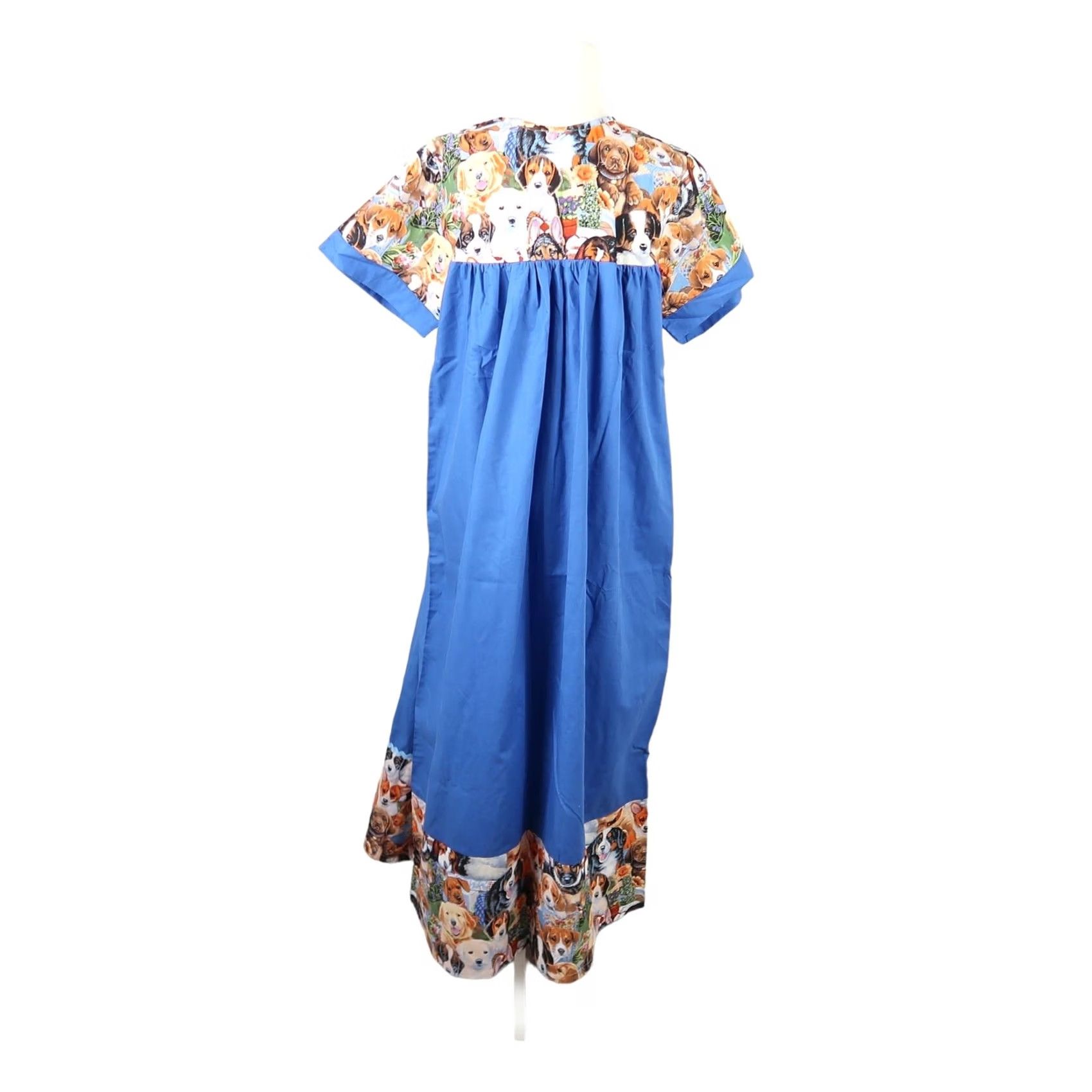 Vintage VINTAGE 80s Muumuu Maxi Dress Puppy Dog Print Blue Brown Cotton Short Sleeve L Womens Size L / US 10 / IT 46 - 6 Thumbnail