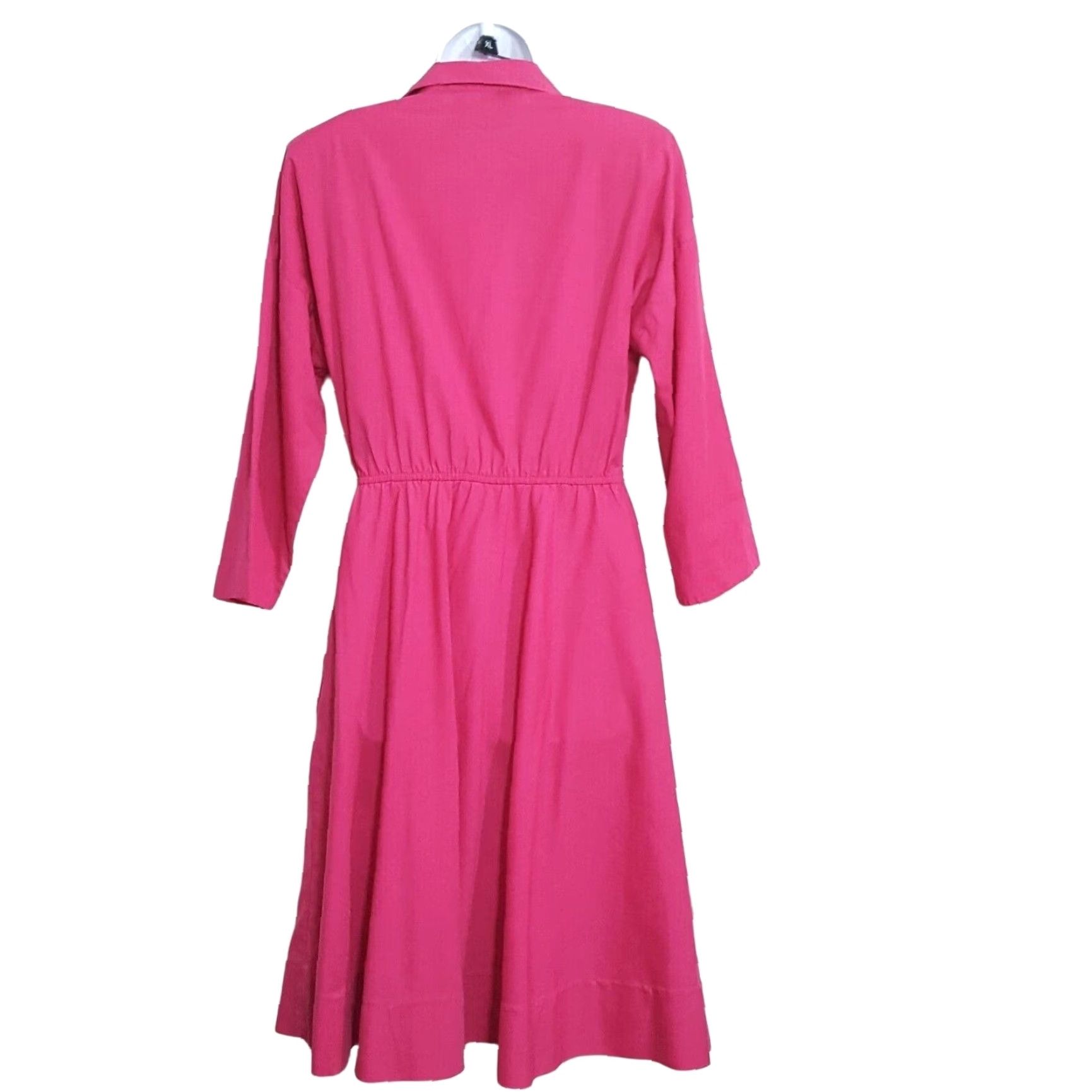 VINTAGE The American shirt dress Womens 8 Midi Pink Button Fit & Flare Shirt Dress