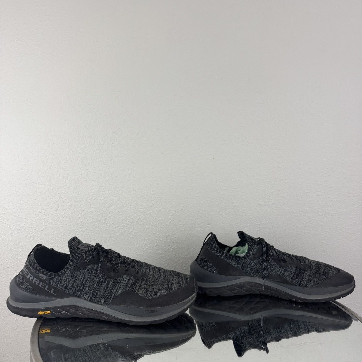 Merrell MERRELL Mens Black Grey Knit Mag-9 Vibram Running Sneakers Size US 14 / EU 47 - 3 Thumbnail