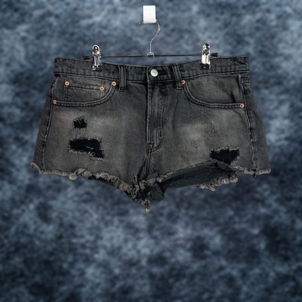Bdg BDG Urban Outfitters Essential Mid-Rise Distressed Black Denim Shorts Size 29 Womens Cut-Off Jeans Shorting Size 29" - 1 Thumbnail