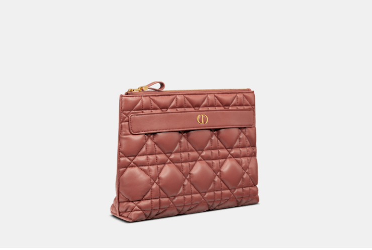 image of O1W1Db10124 Size: Os Large Dior Caro D-Every Pouch In Rust, Women's