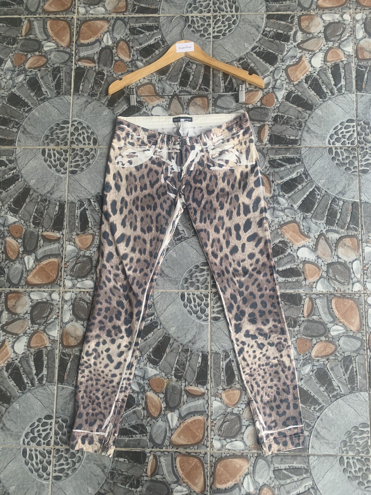 image of Dolce Gabbana Leopard Printed Jeans in Brown, Women's (Size 26)