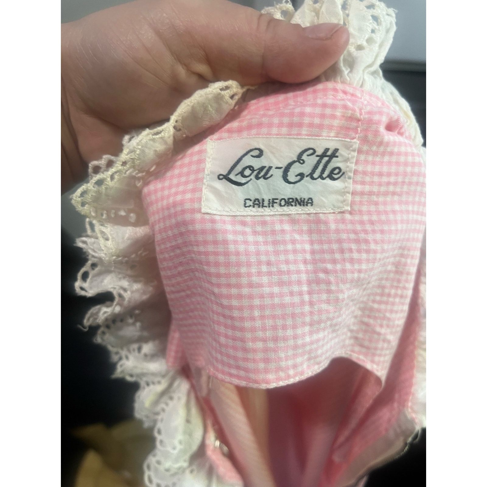 Vintage Vintage 60s Lou Elle Pink White Gingham Ruffle Dress Small Size M / US 6-8 / IT 42-44 - 7 Thumbnail