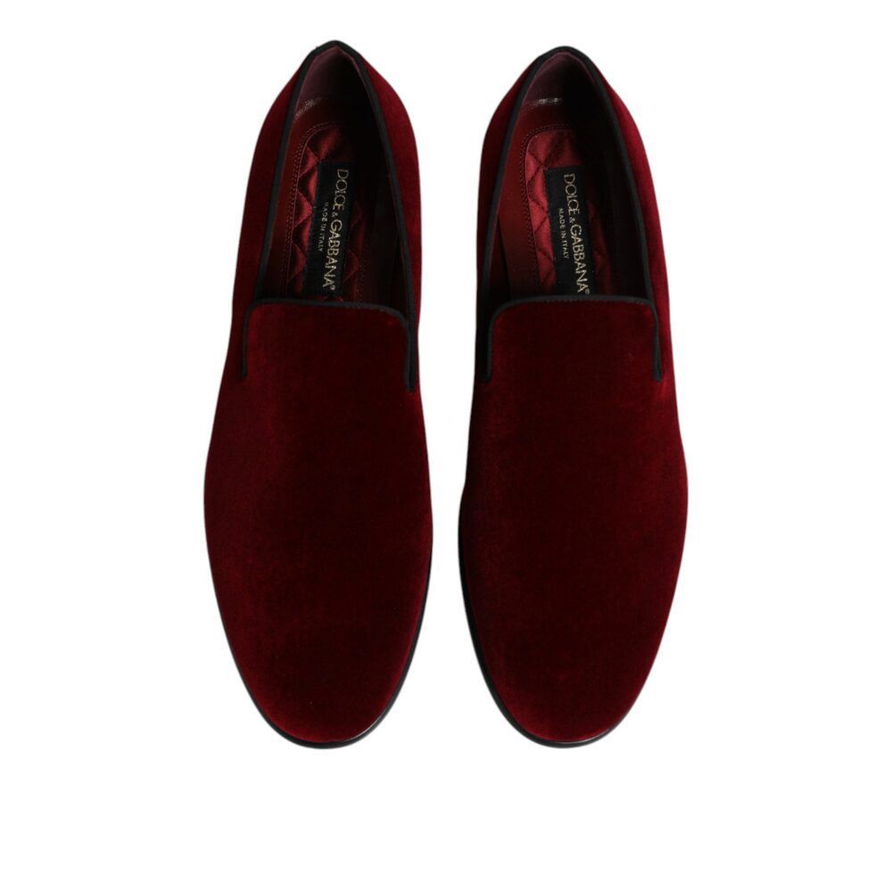 Dolce & Gabbana Dolce & Gabbana Red Cotton Velvet Slip On Loafers Formal Sho Size US 9 / EU 42 - 3 Thumbnail