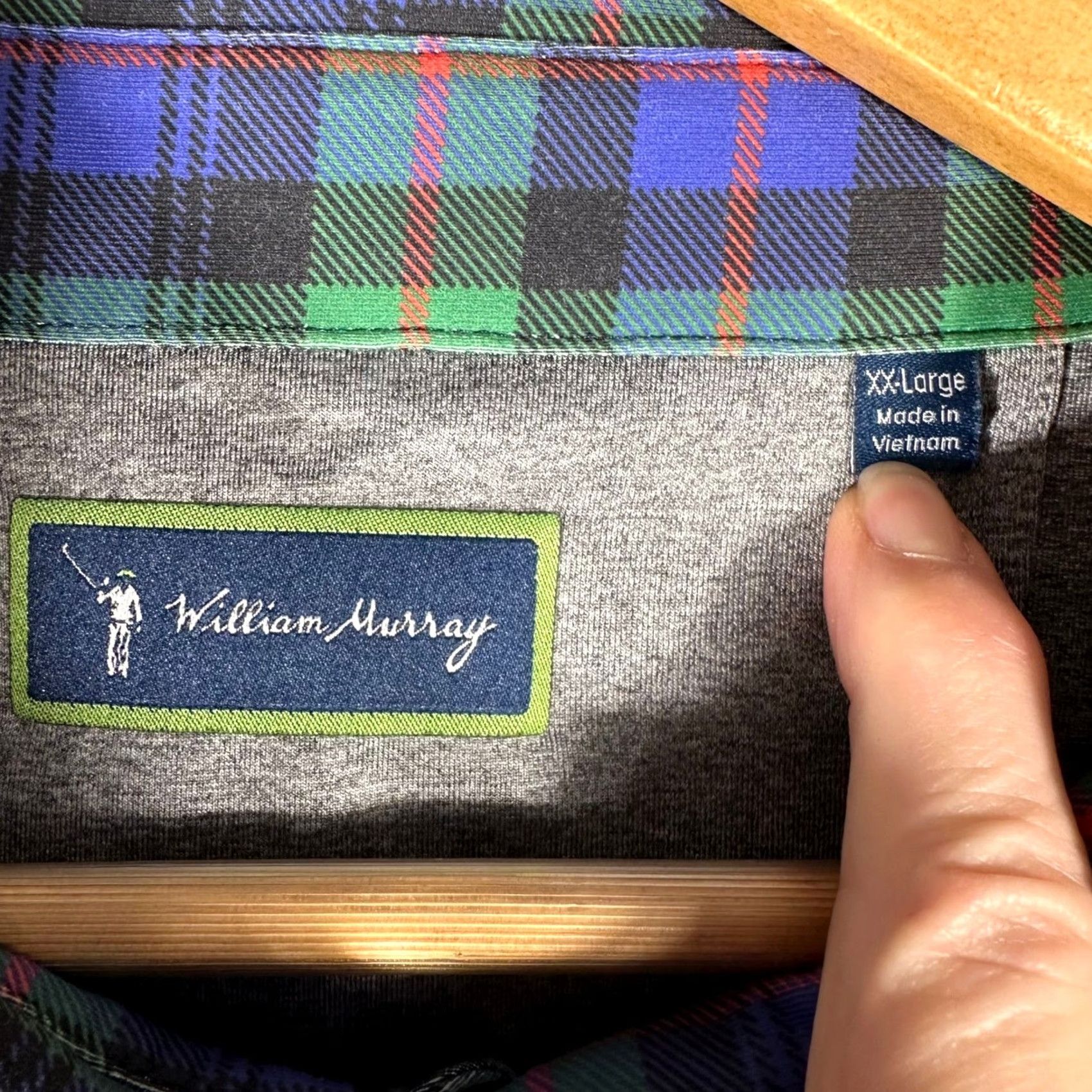 Vintage William Murray Golf Polo Shirt Mens 2XL Gray Plaid Collar Short Sleeve Size US XXL / EU 58 / 5 - 4 Thumbnail