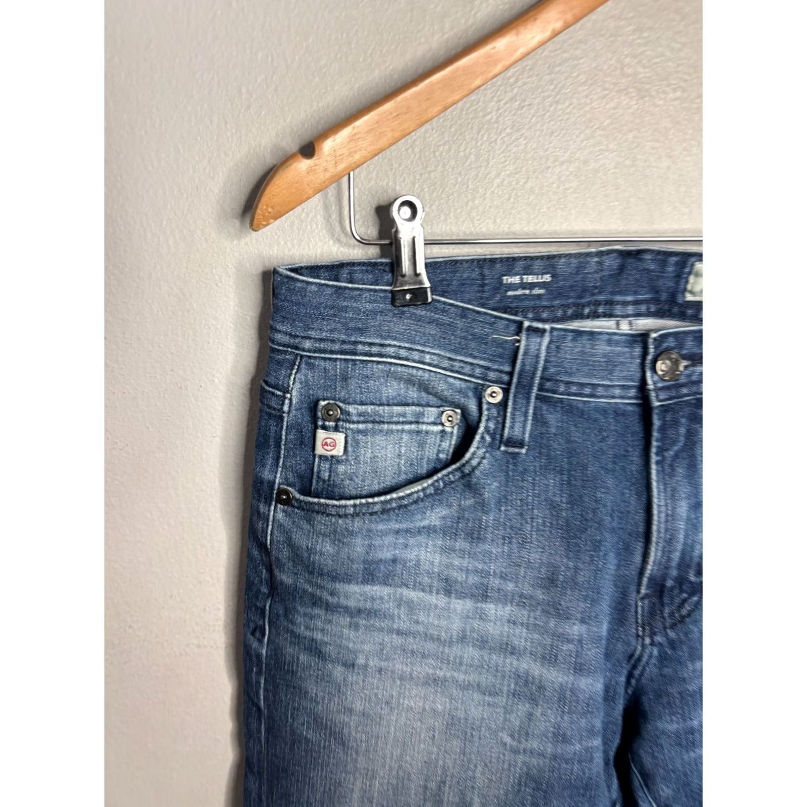 Vintage AG Adriano Goldschmied Jeans Men's 31 R The Tellis Modern Slim Denim Blue Size US 31 - 2 Thumbnail