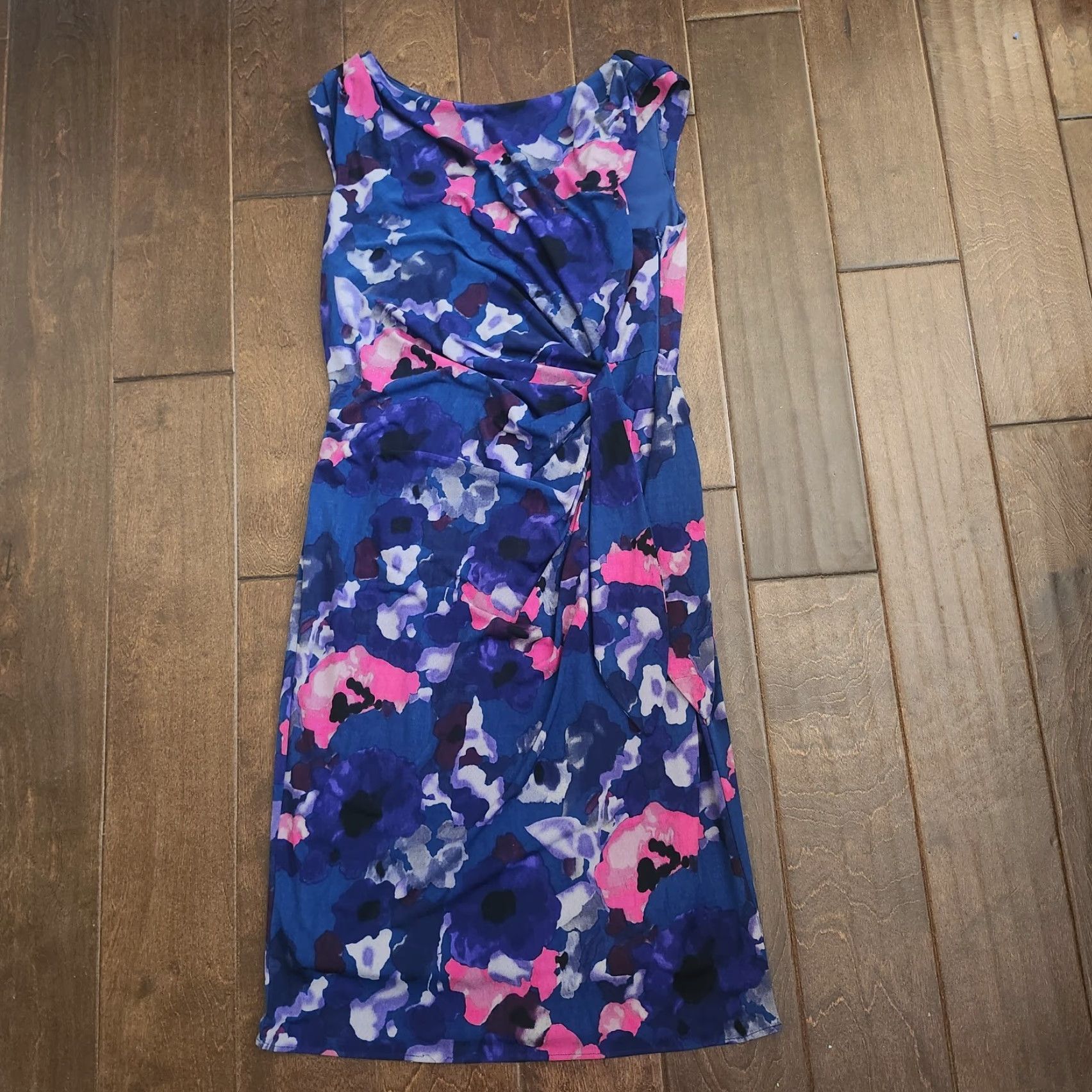 Vintage Coast Womens Floral Sheath Dress Sleeveless Pink Blue Size 8 Cocktail Party Knee Length Size M / US 6-8 / IT 42-44 - 2 Thumbnail