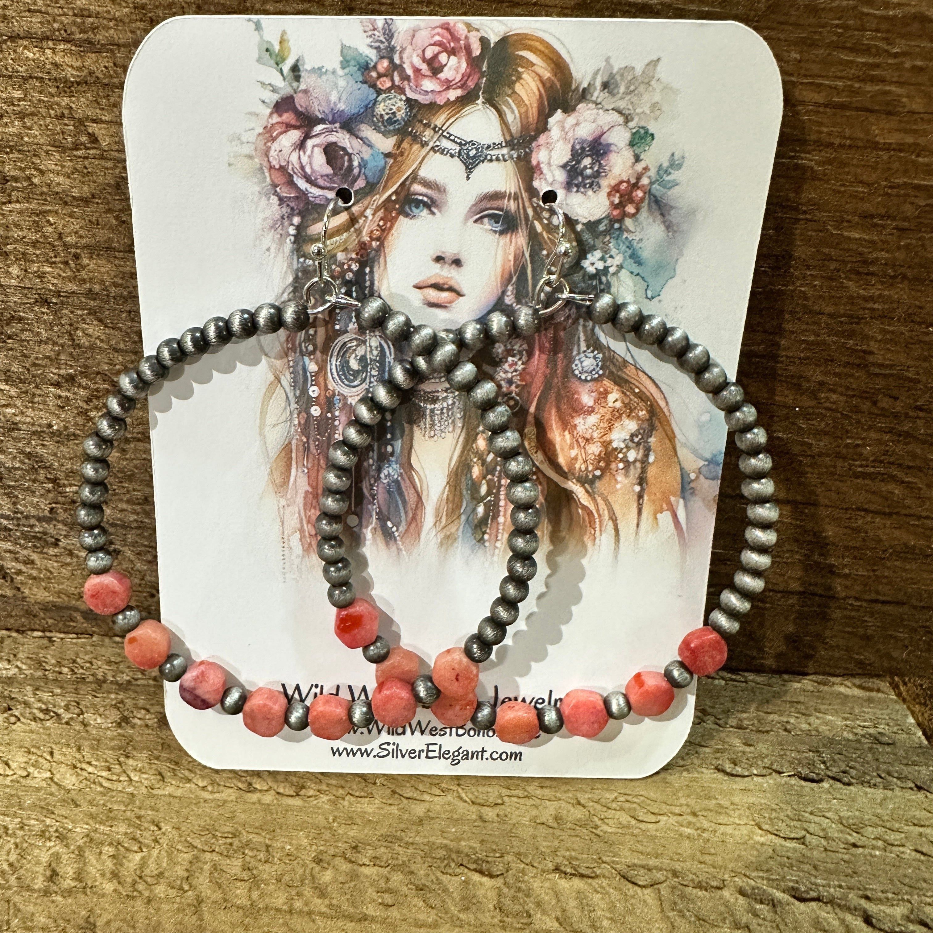 Other Handmade Hexa Gemstone Hoop Bead Earrings, Southwestern Desi Size ONE SIZE - 5 Thumbnail